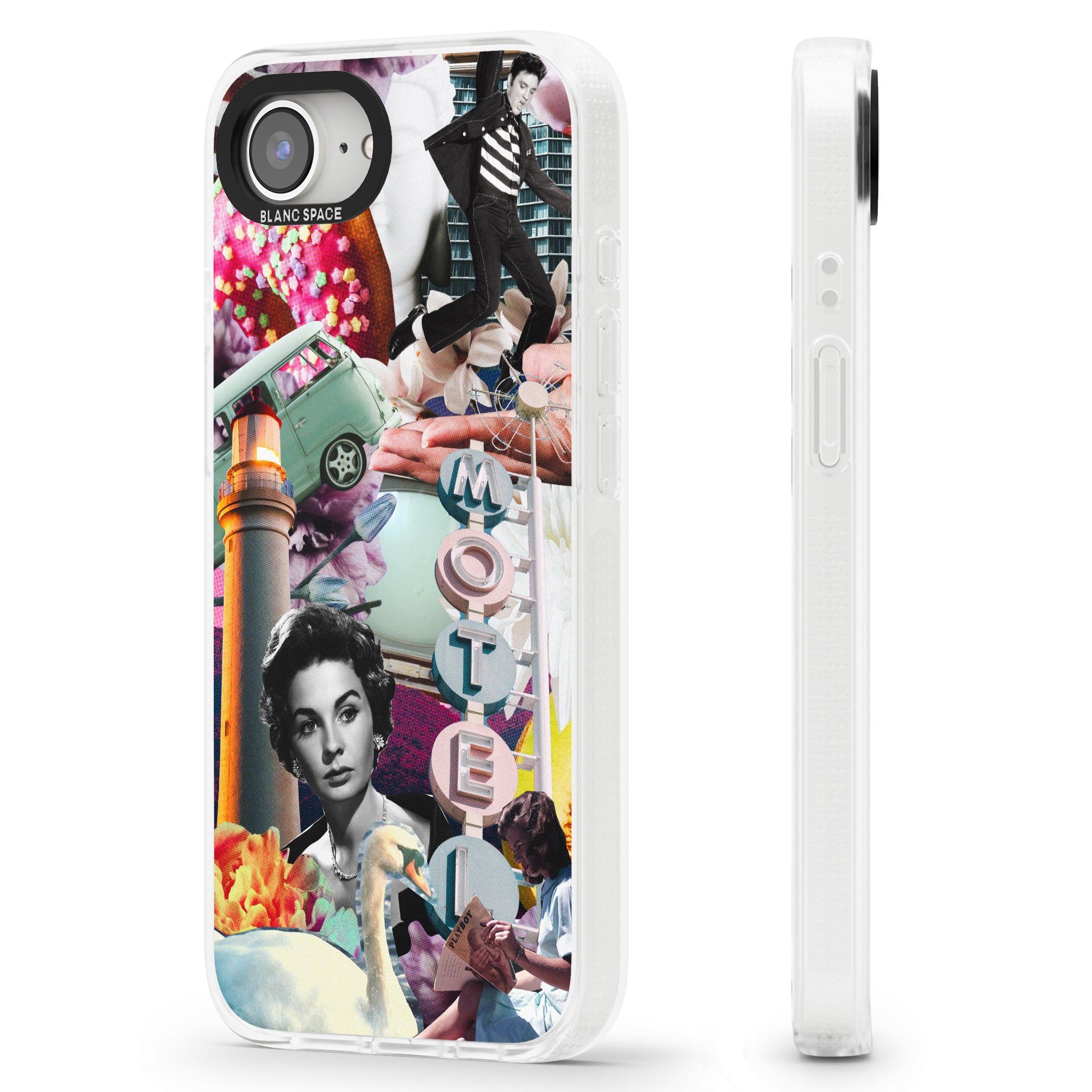 Vintage Collage: Retro Motel iPhone 16e Clear Case Impact Air - Blanc Space