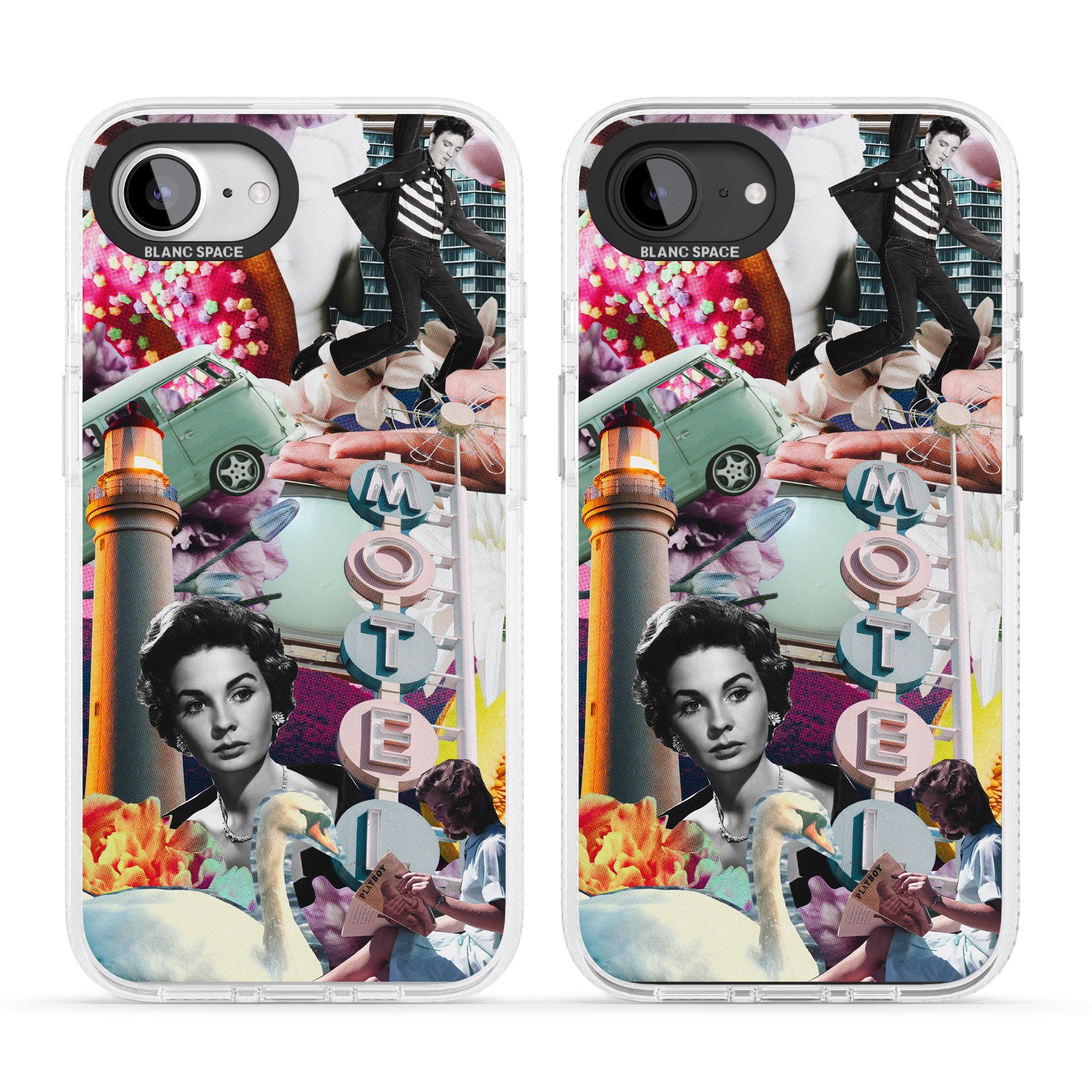 Vintage Collage: Retro Motel iPhone 16e Clear Case Impact Air - Blanc Space