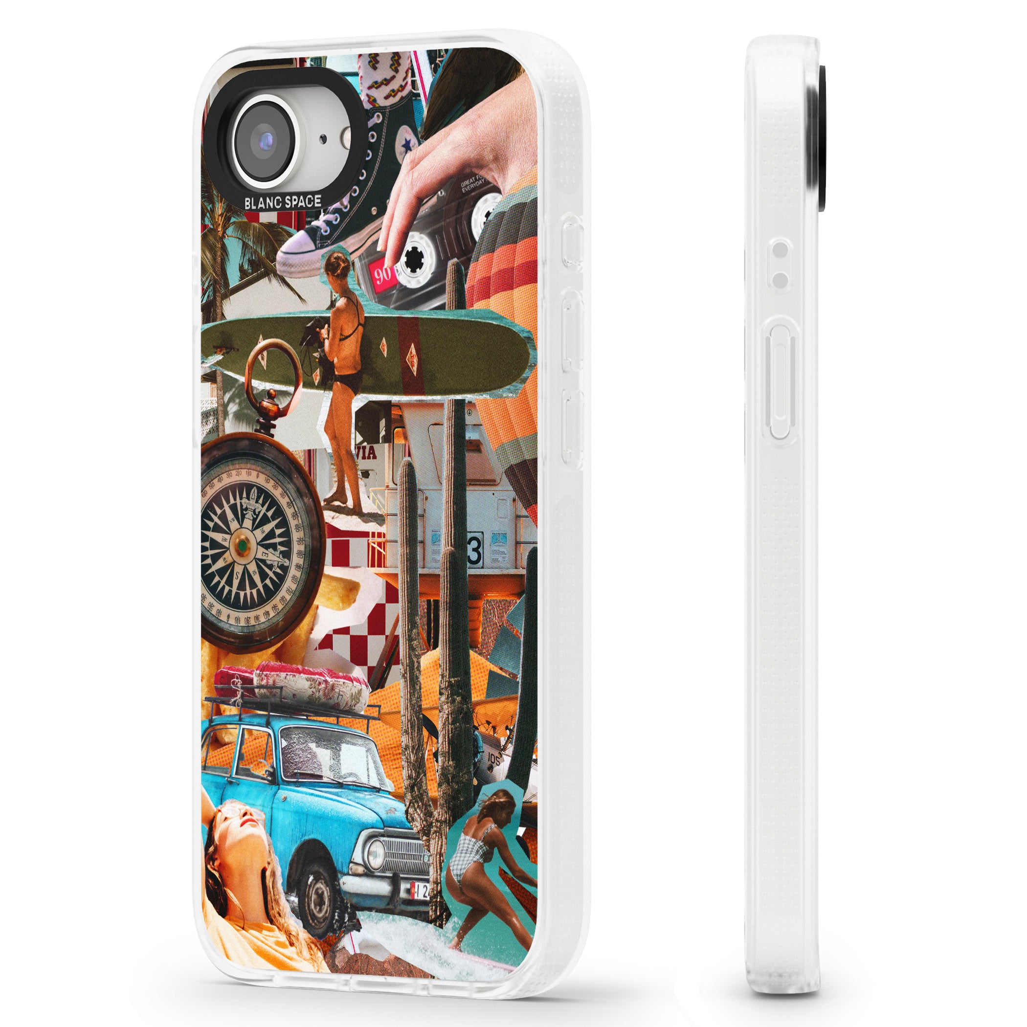Vintage Collage: Road Trip iPhone 16e Clear Case Impact Air - Blanc Space