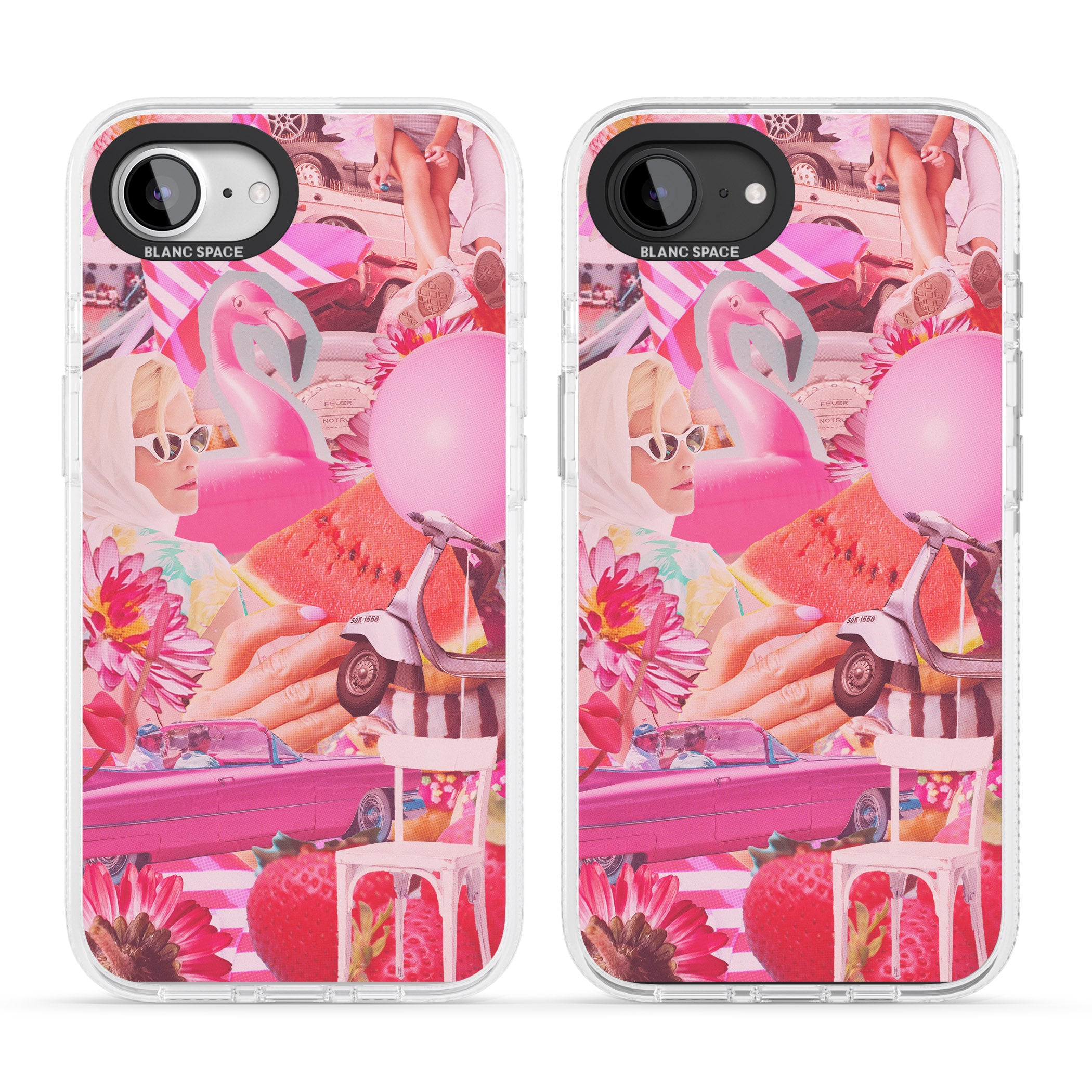 Vintage Collage: Pink Glamour iPhone 16e Clear Case Impact Air - Blanc Space