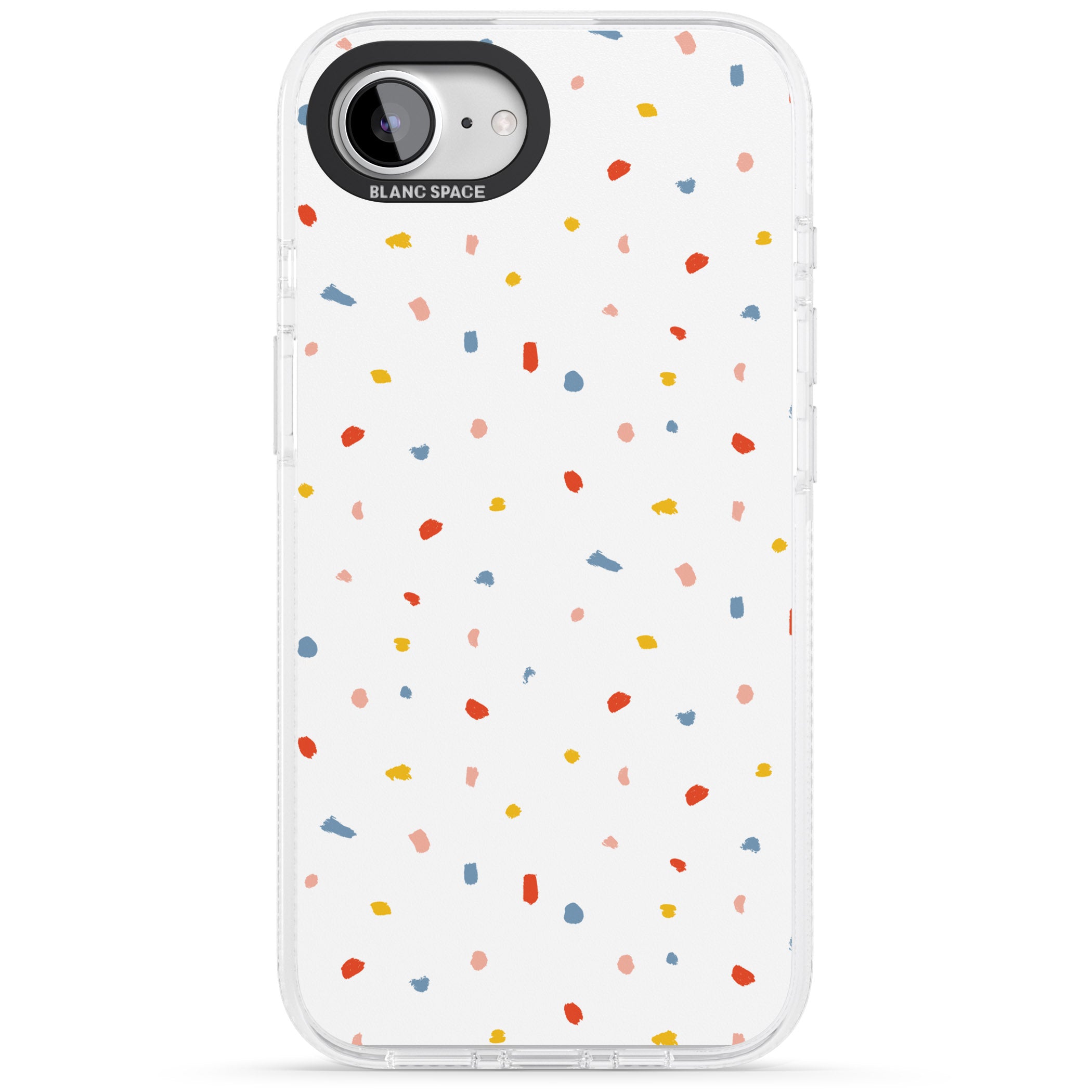 Confetti Print on Solid White iPhone 16e Clear Case Impact Air - Blanc Space