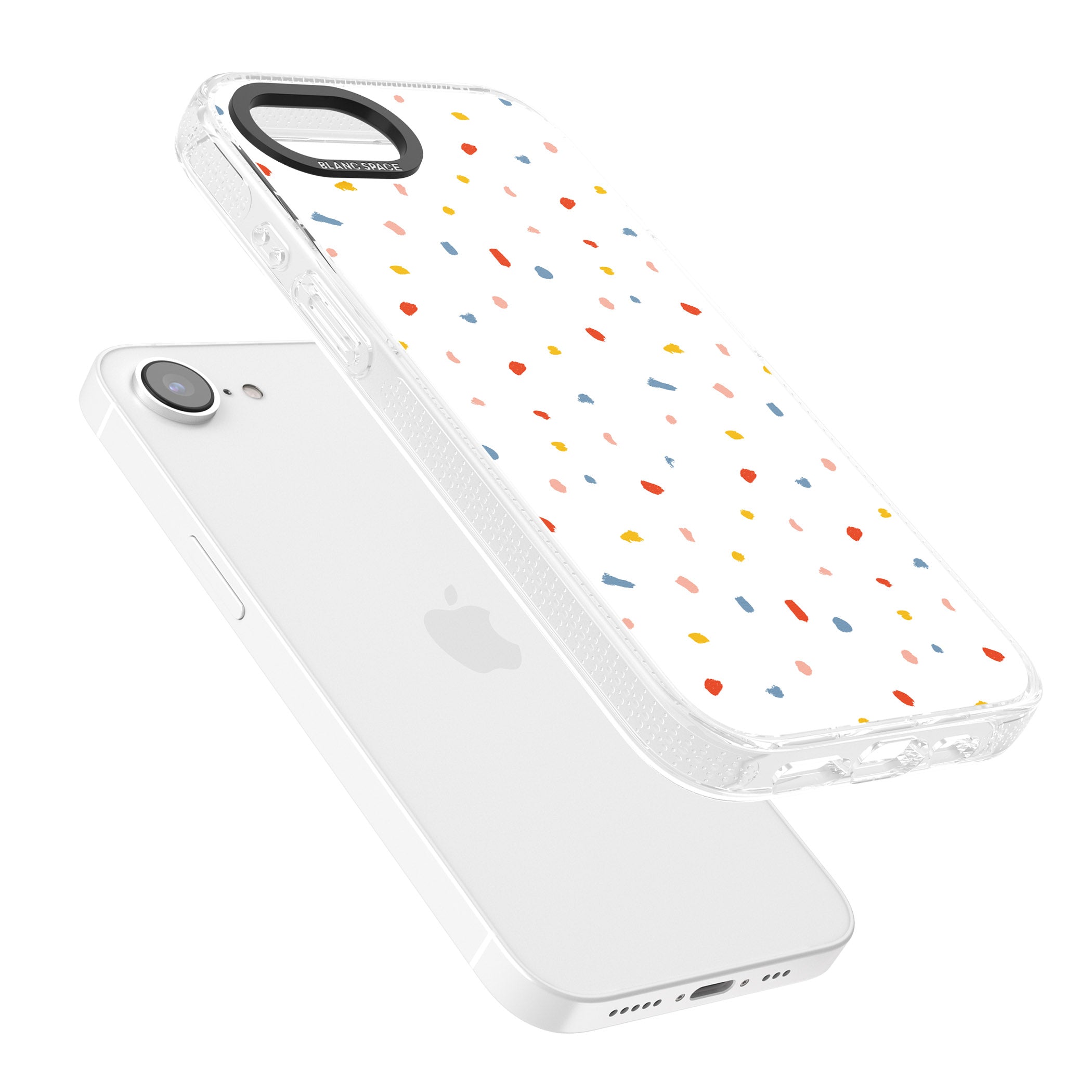 Confetti Print on Solid White iPhone 16e Clear Case Impact Air - Blanc Space