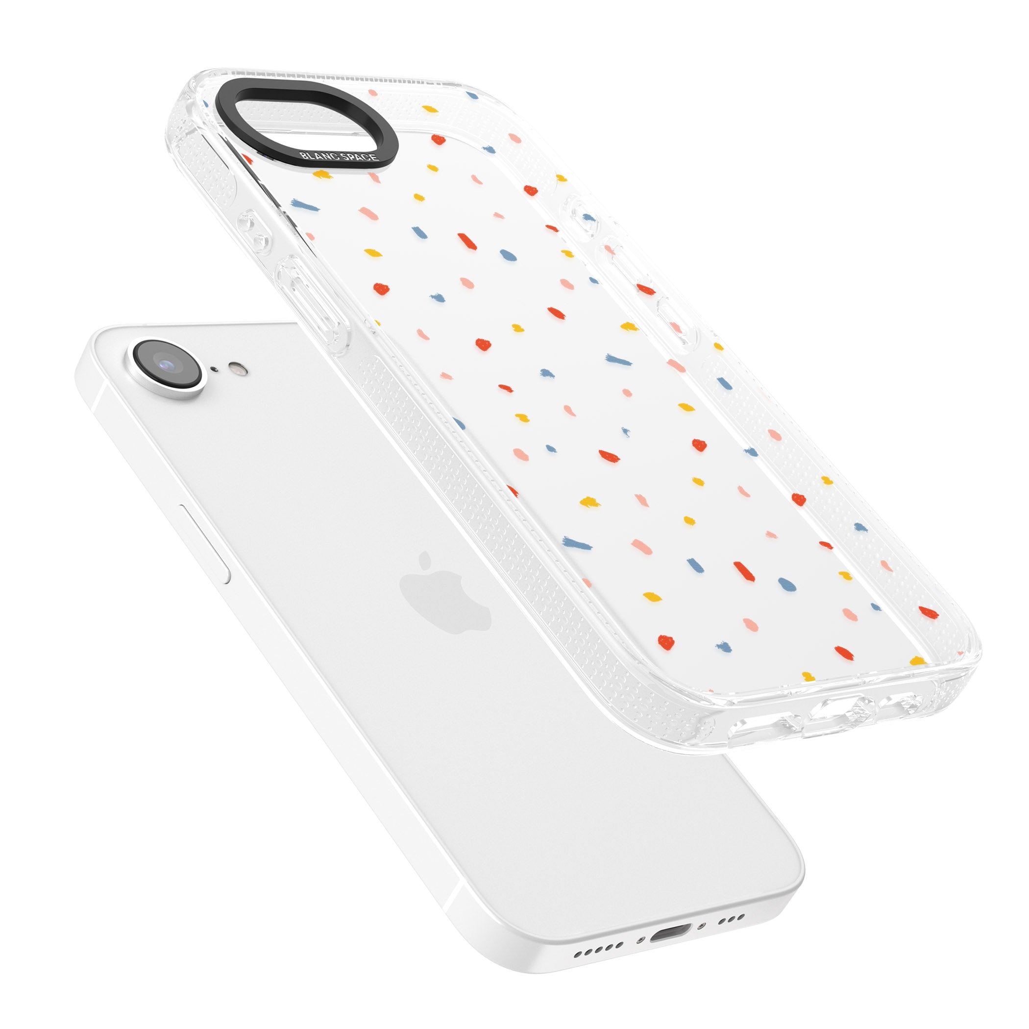 Small Confetti Print Clear iPhone 16e Clear Case Impact Air - Blanc Space
