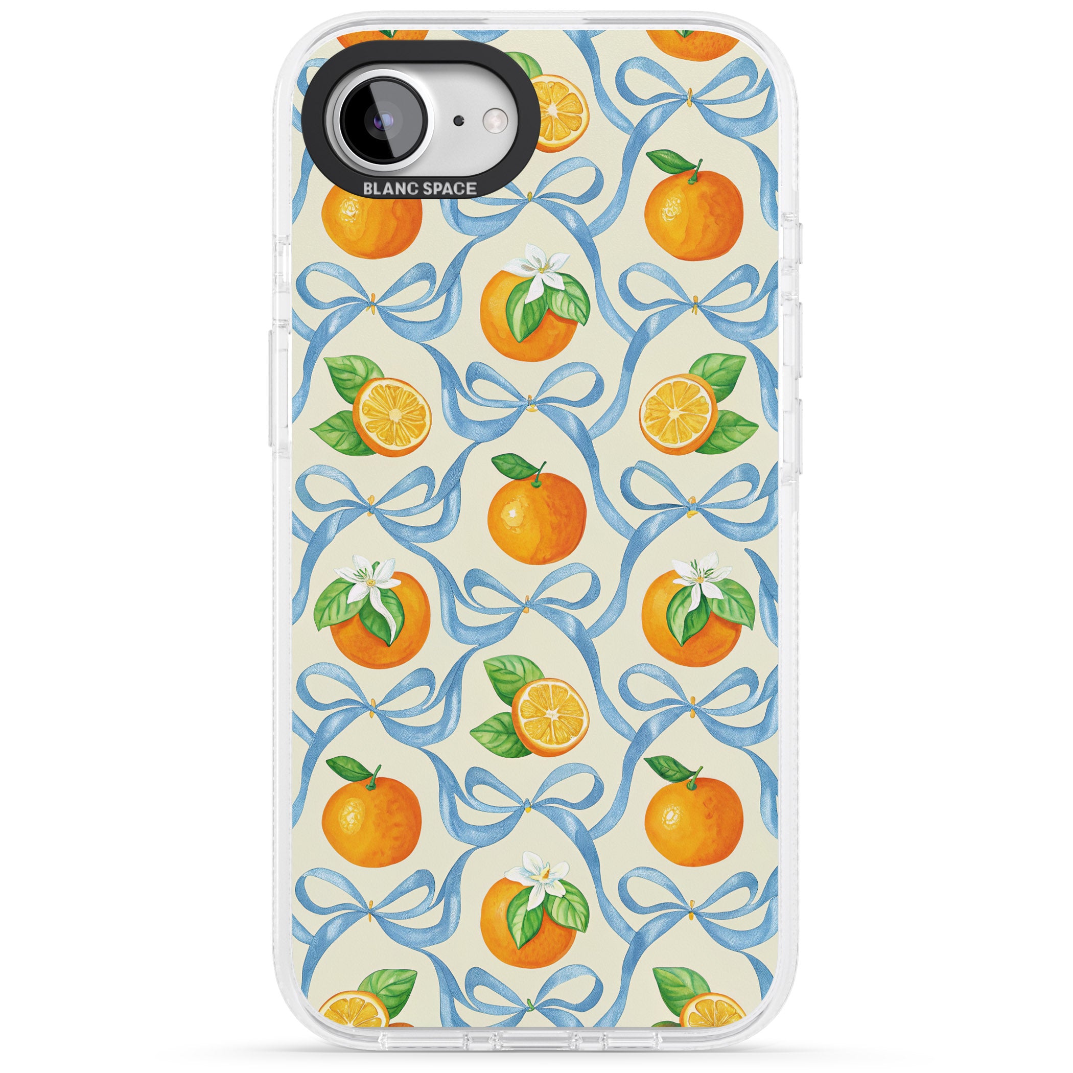 Bows & Clementines iPhone 16e Clear Case Impact Air - Blanc Space