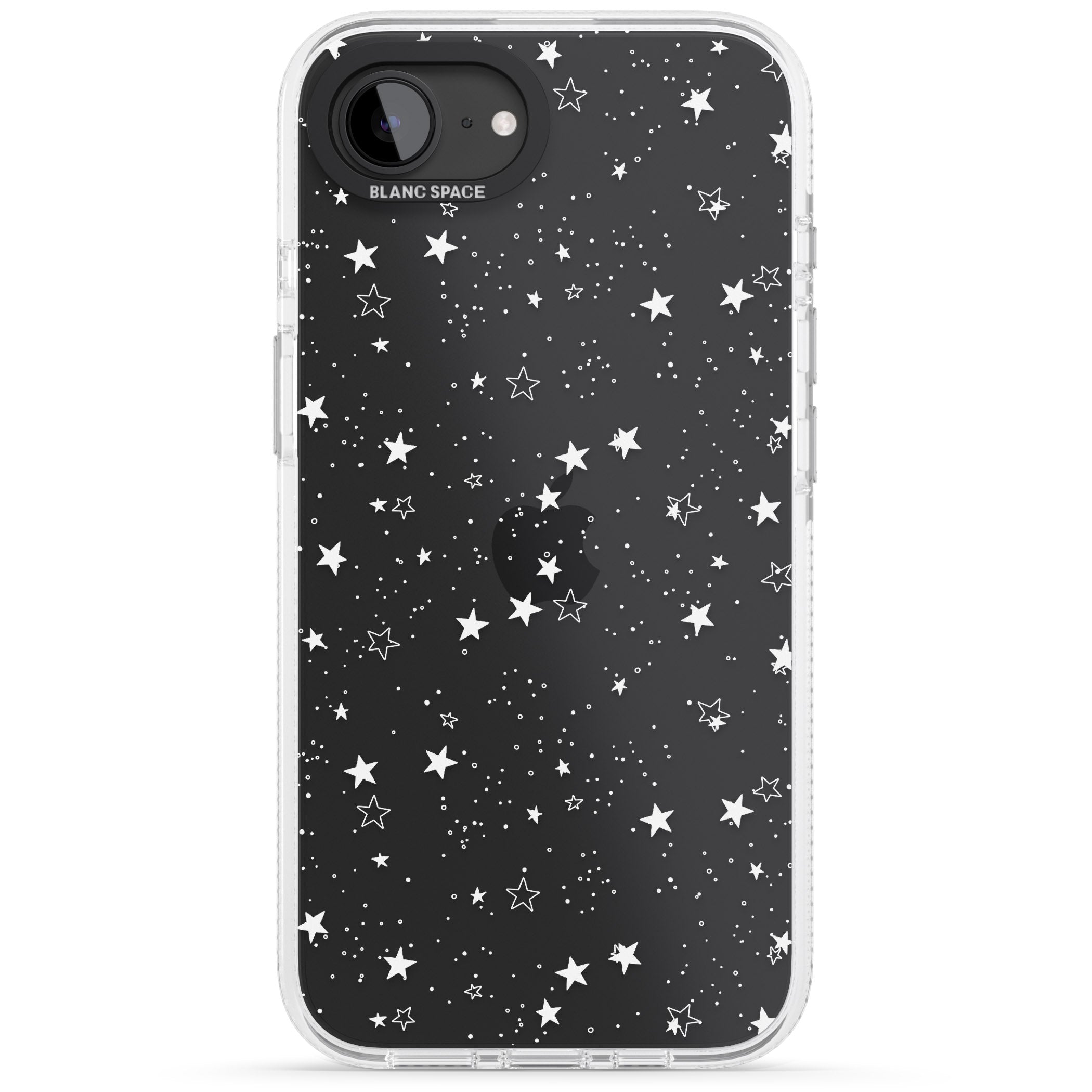 White Stars on Clear iPhone 16e Clear Case Impact Air - Blanc Space