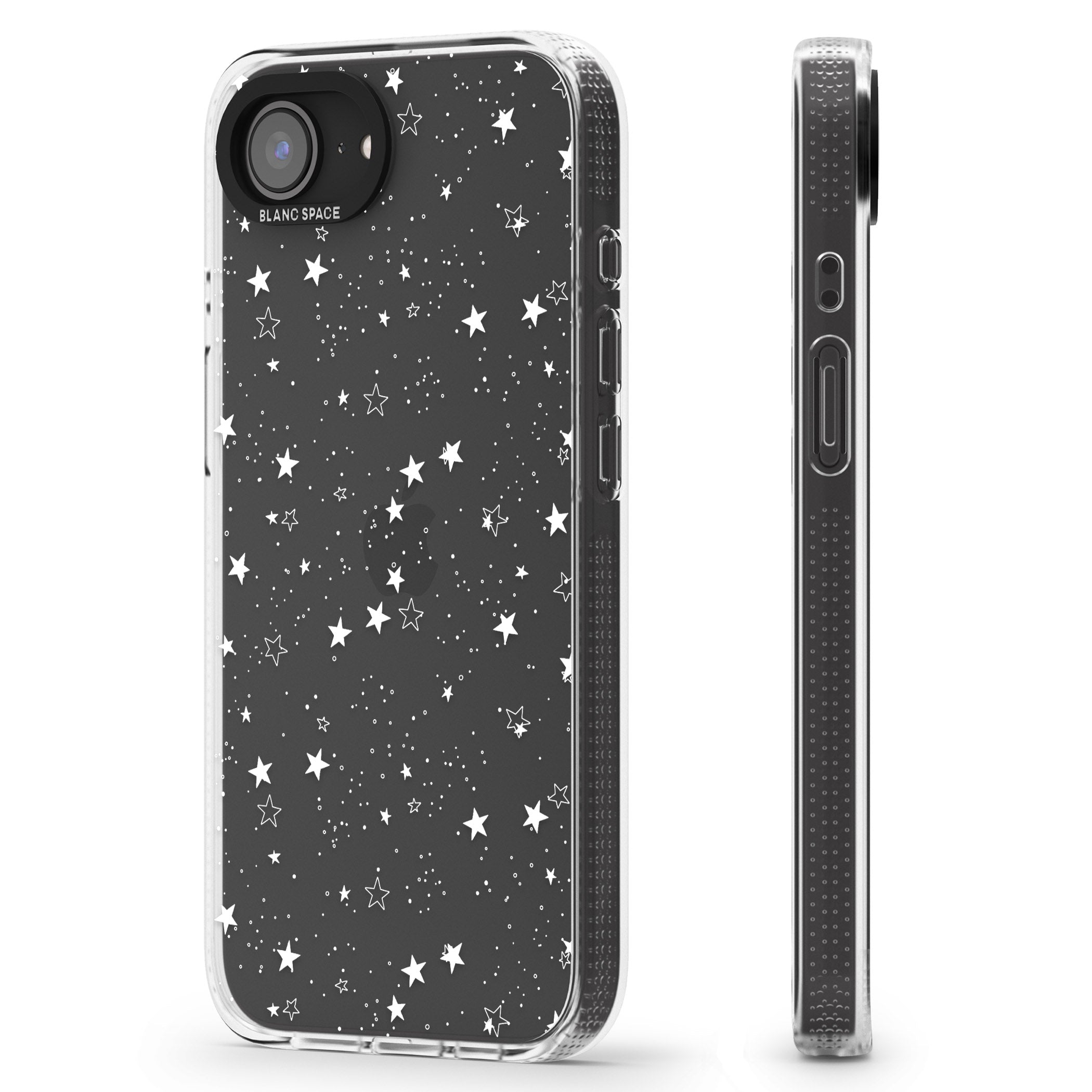 White Stars on Clear iPhone 16e Clear Case Impact Air - Blanc Space