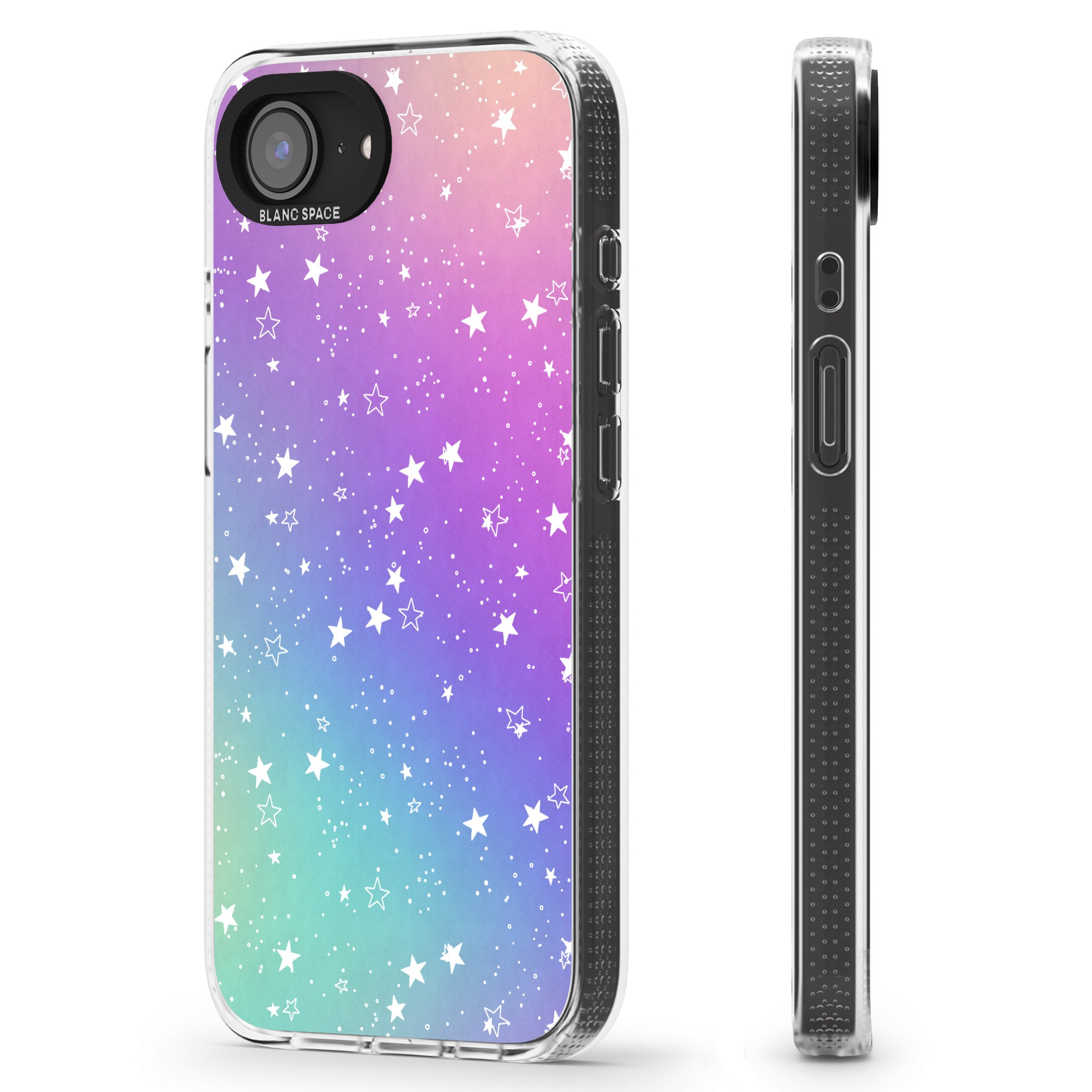 White Stars on Pastels iPhone 16e Clear Case Impact Air - Blanc Space