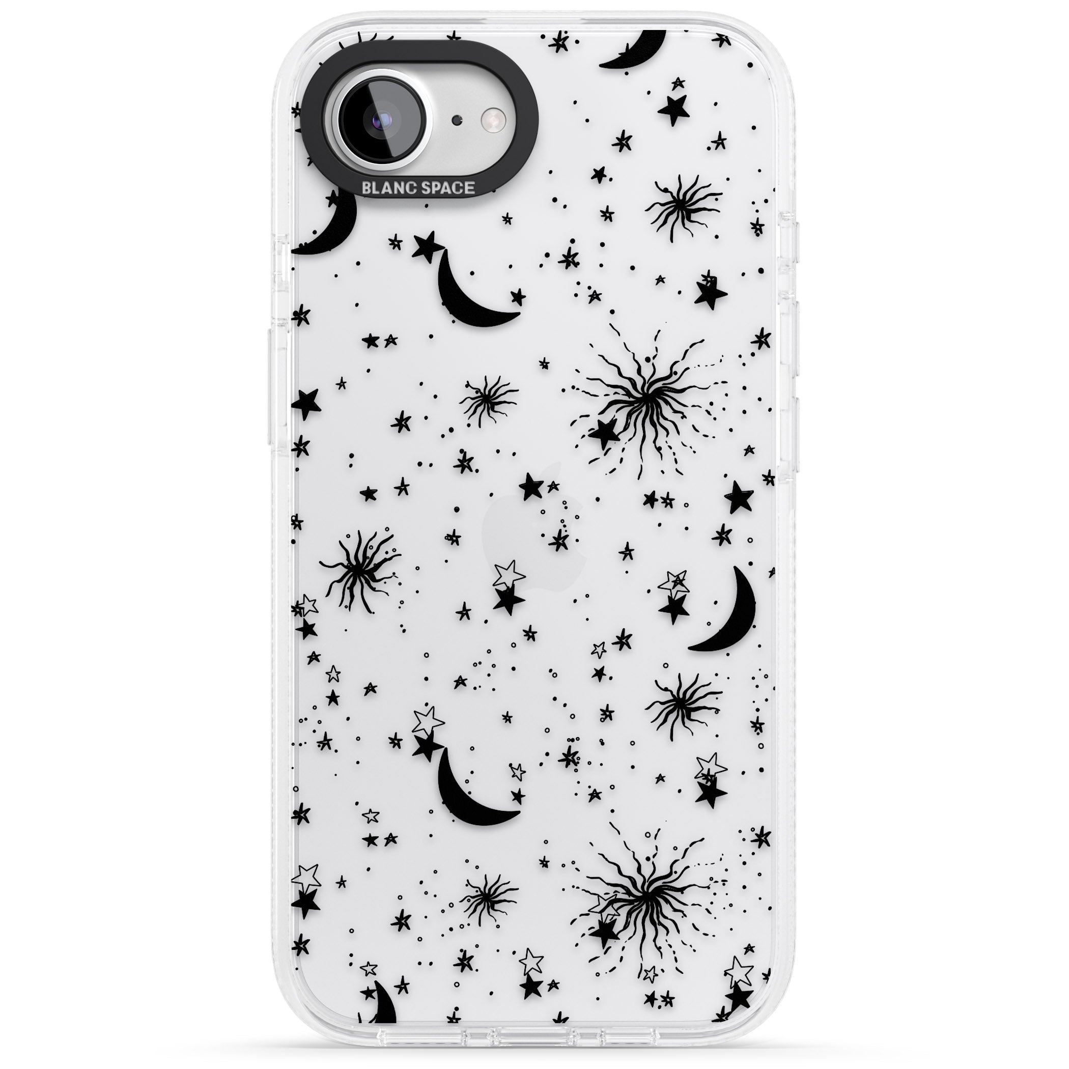 Moons & Stars iPhone 16e Clear Case Impact Air - Blanc Space