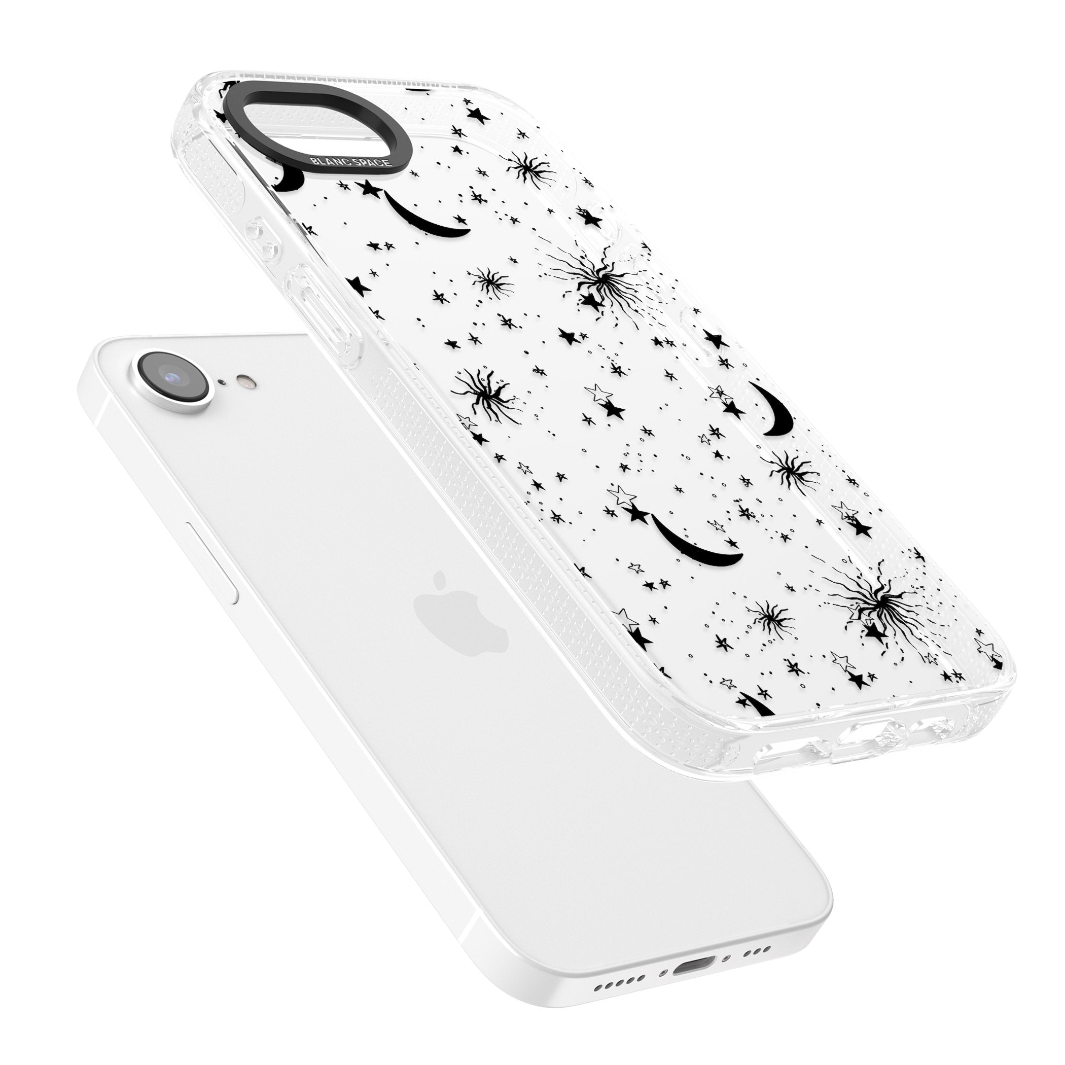 Moons & Stars iPhone 16e Clear Case Impact Air - Blanc Space