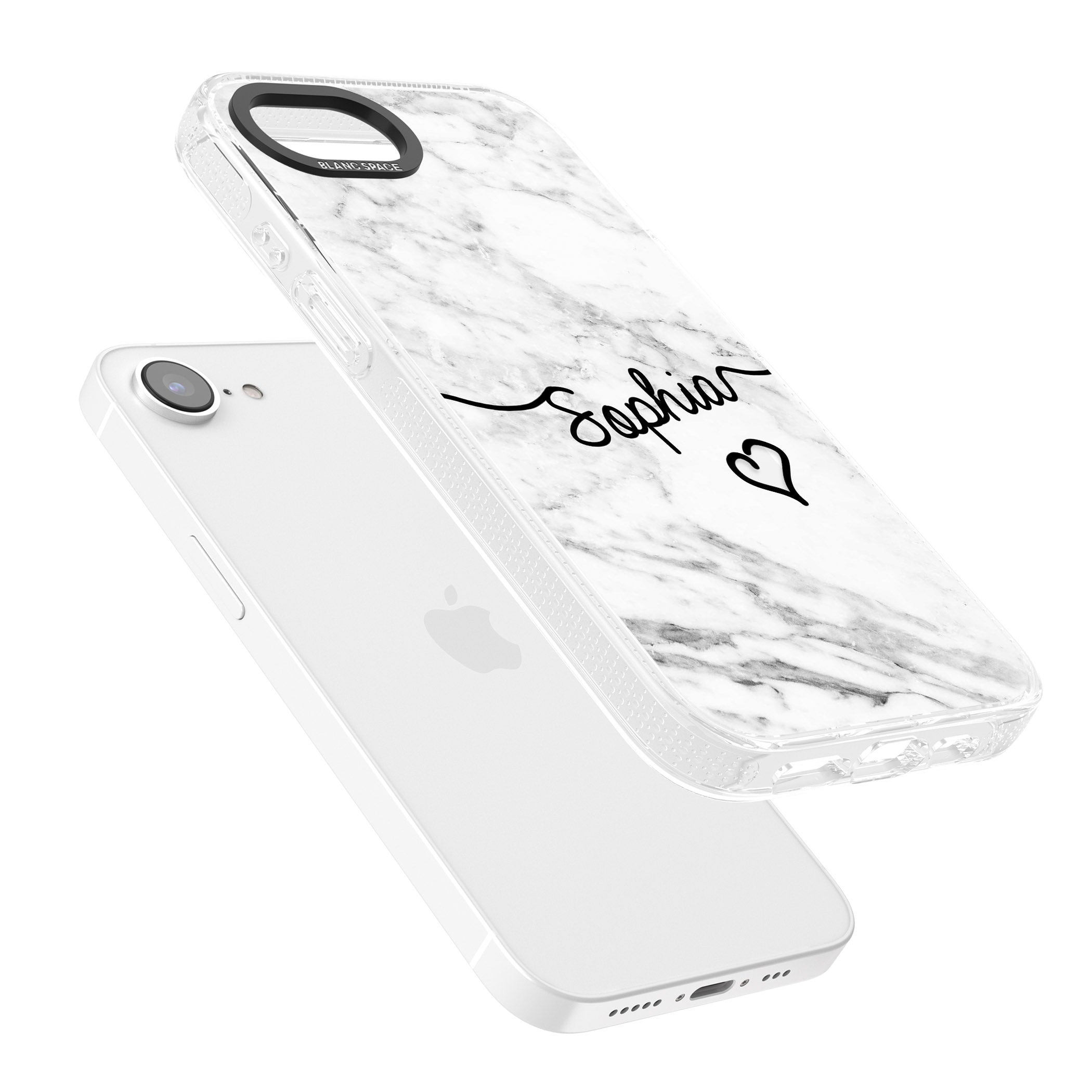 White Marble iPhone 16e Clear Case Impact Air - Blanc Space