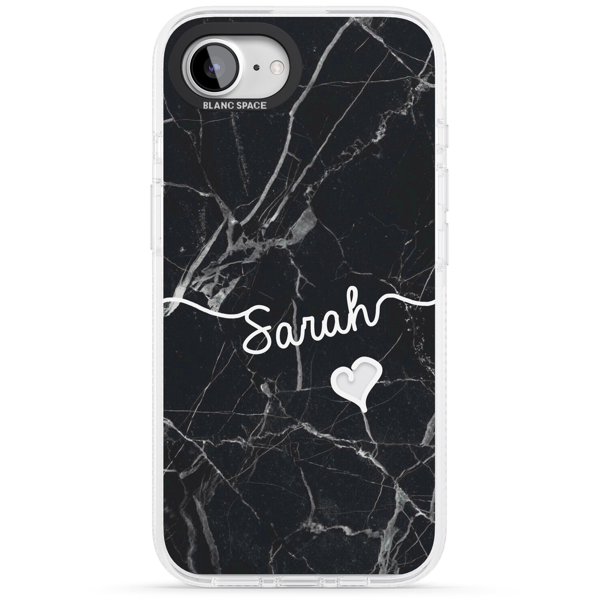 Black Marble iPhone 16e Clear Case Impact Air - Blanc Space