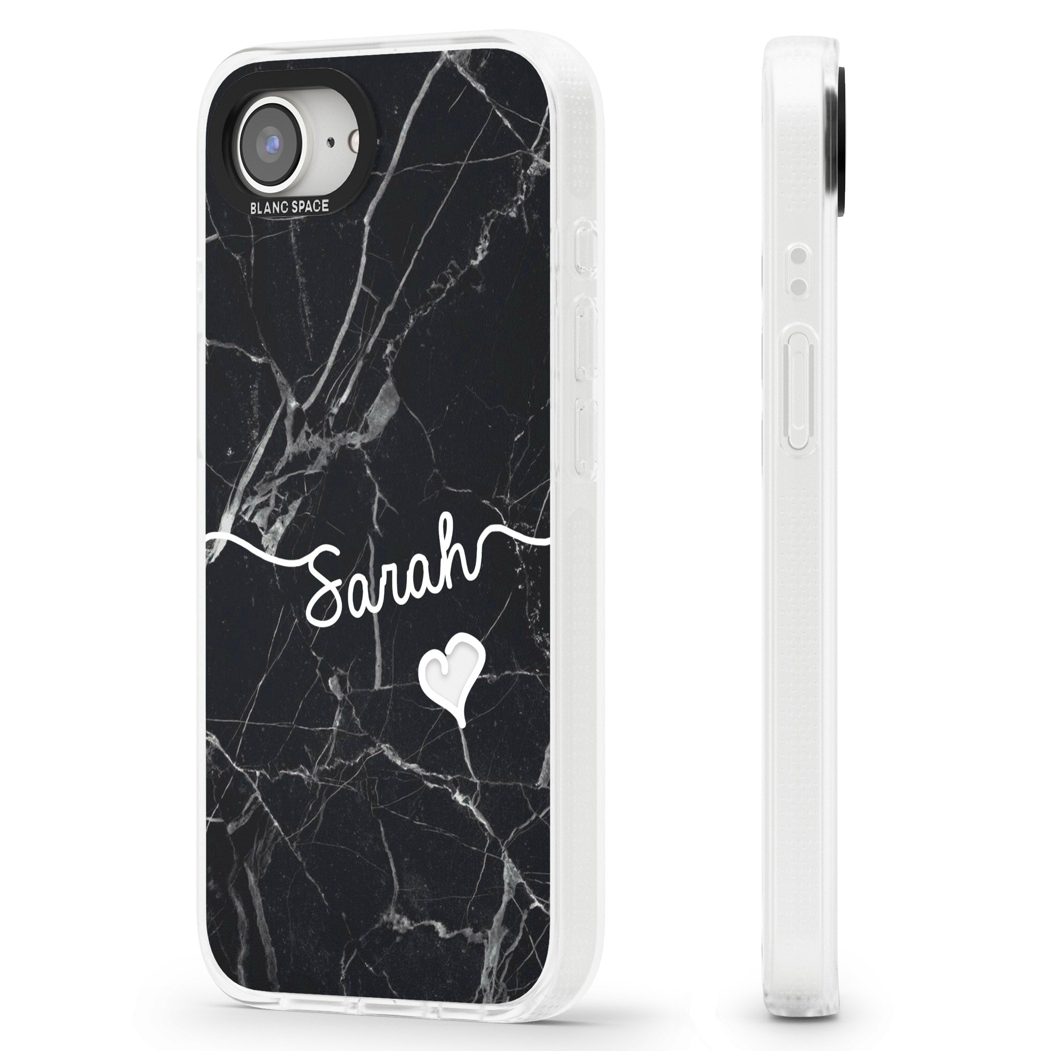Black Marble iPhone 16e Clear Case Impact Air - Blanc Space