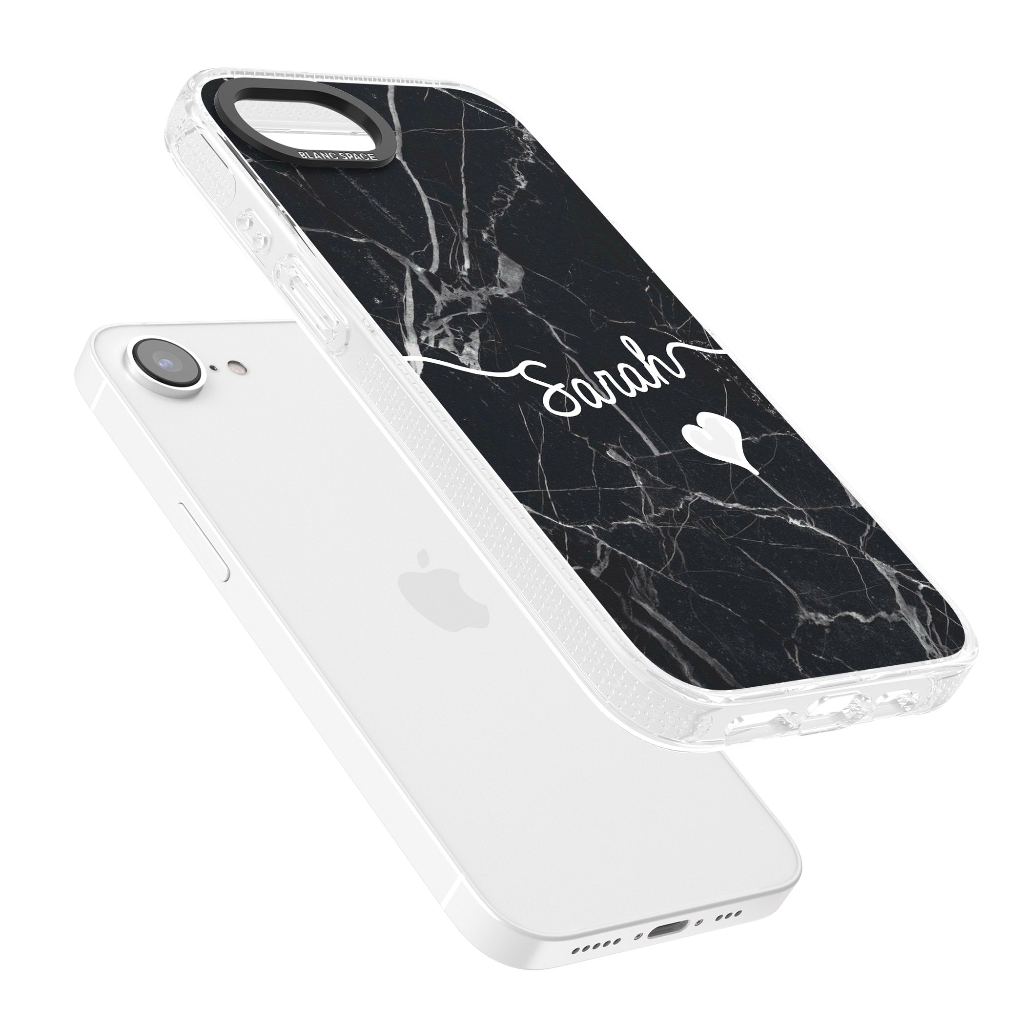 Black Marble iPhone 16e Clear Case Impact Air - Blanc Space