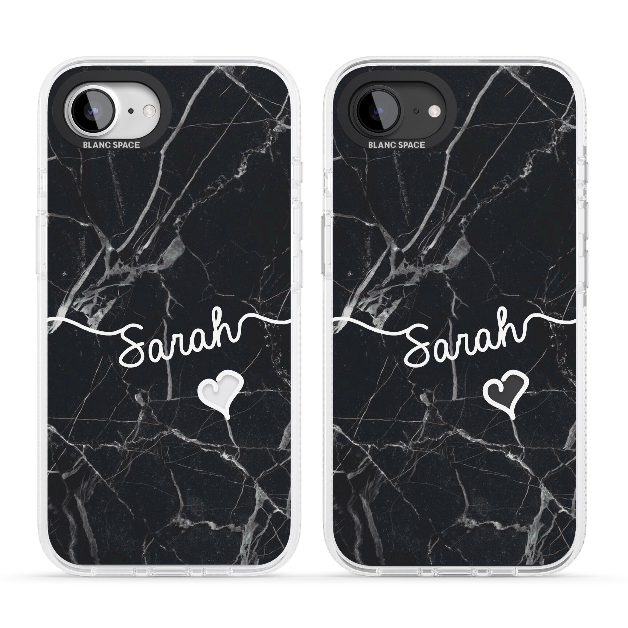 Black Marble iPhone 16e Clear Case Impact Air - Blanc Space