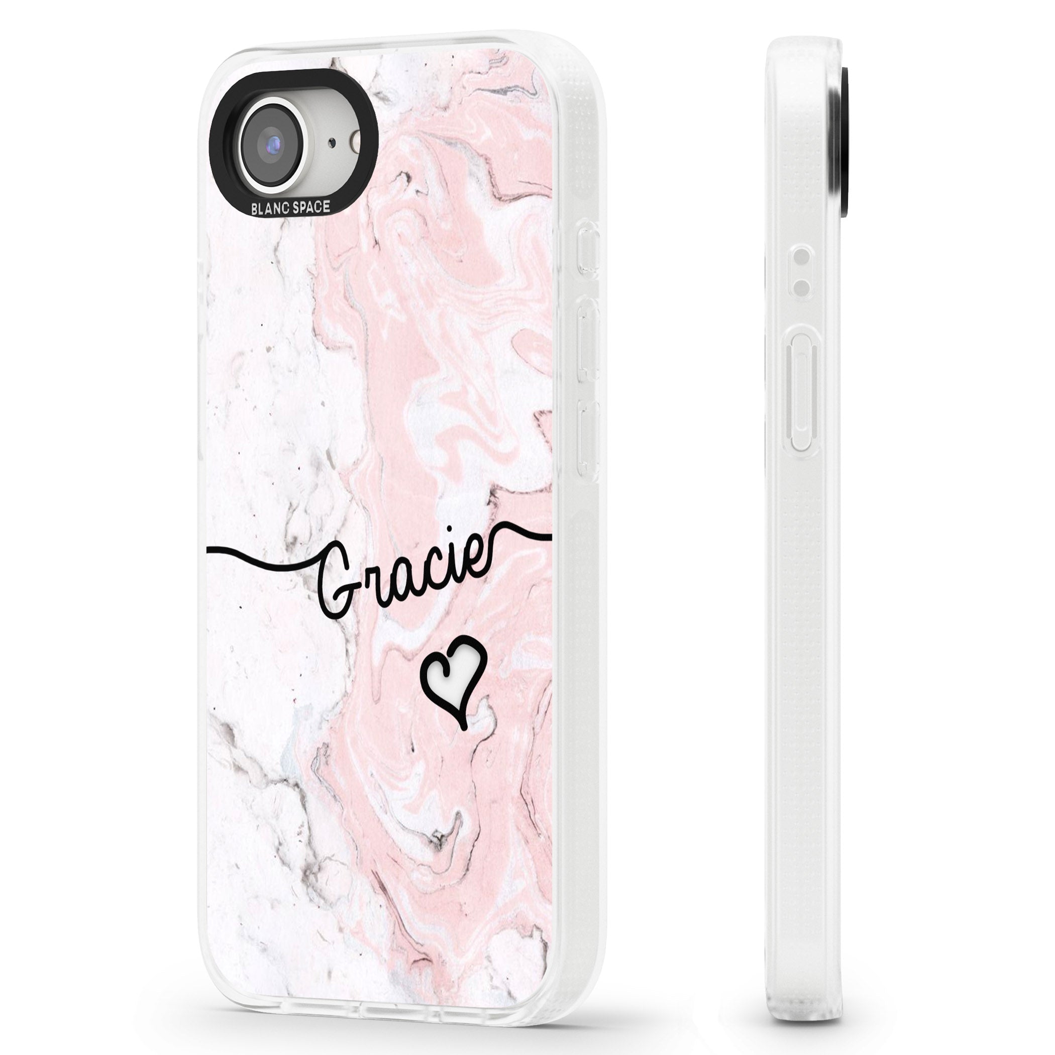 Pink Marble iPhone 16e Clear Case Impact Air - Blanc Space