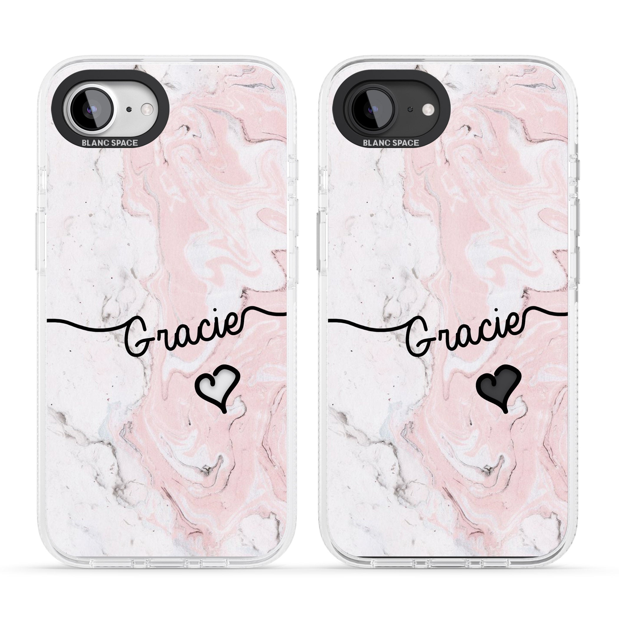Pink Marble iPhone 16e Clear Case Impact Air - Blanc Space
