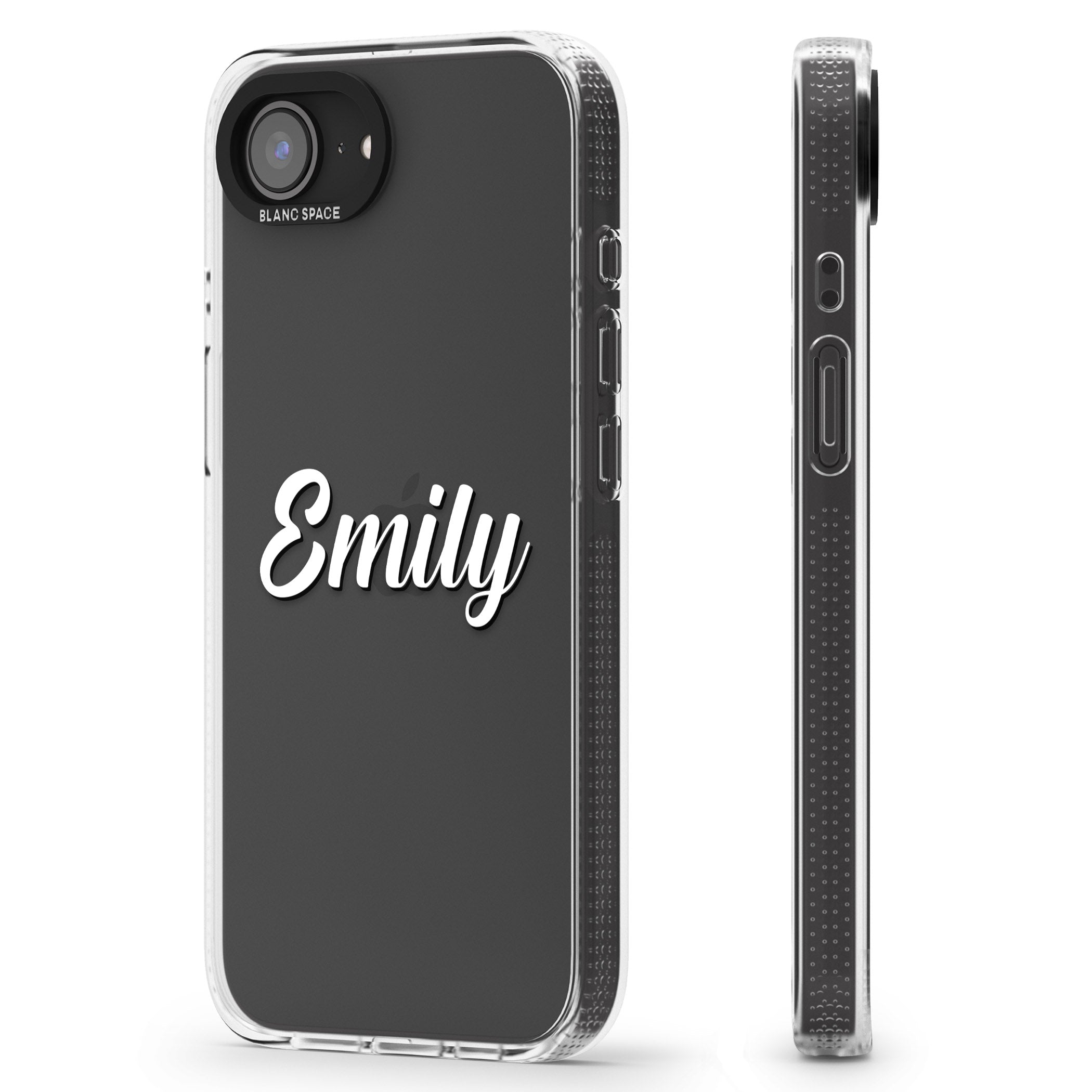 Personalised Clear Text 1B iPhone 16e Clear Case Impact Air - Blanc Space