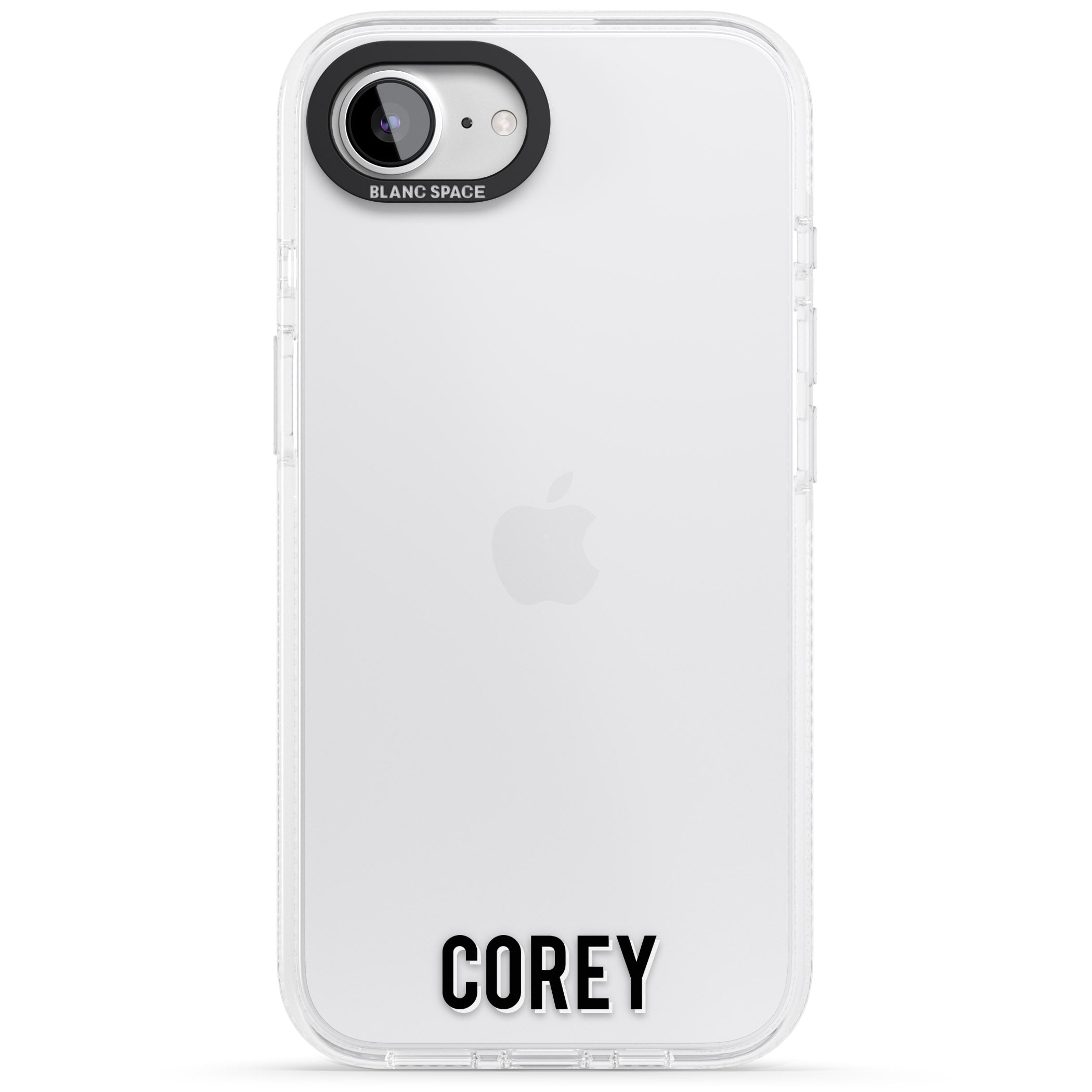 Personalised Clear Text 2A iPhone 16e Clear Case Impact Air - Blanc Space