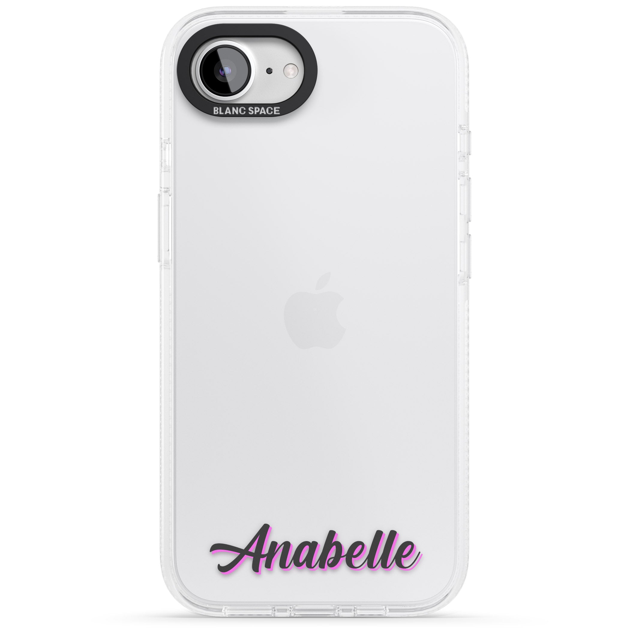 Personalised Clear Text 2B iPhone 16e Clear Case Impact Air - Blanc Space
