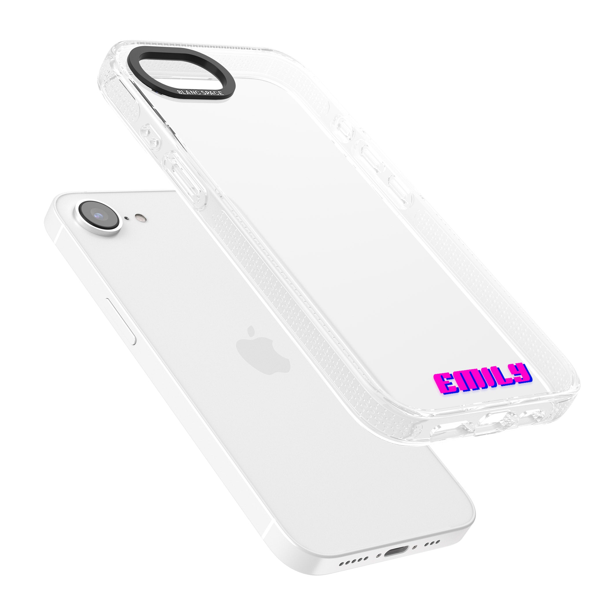 Personalised Clear Text 2C iPhone 16e Clear Case Impact Air - Blanc Space