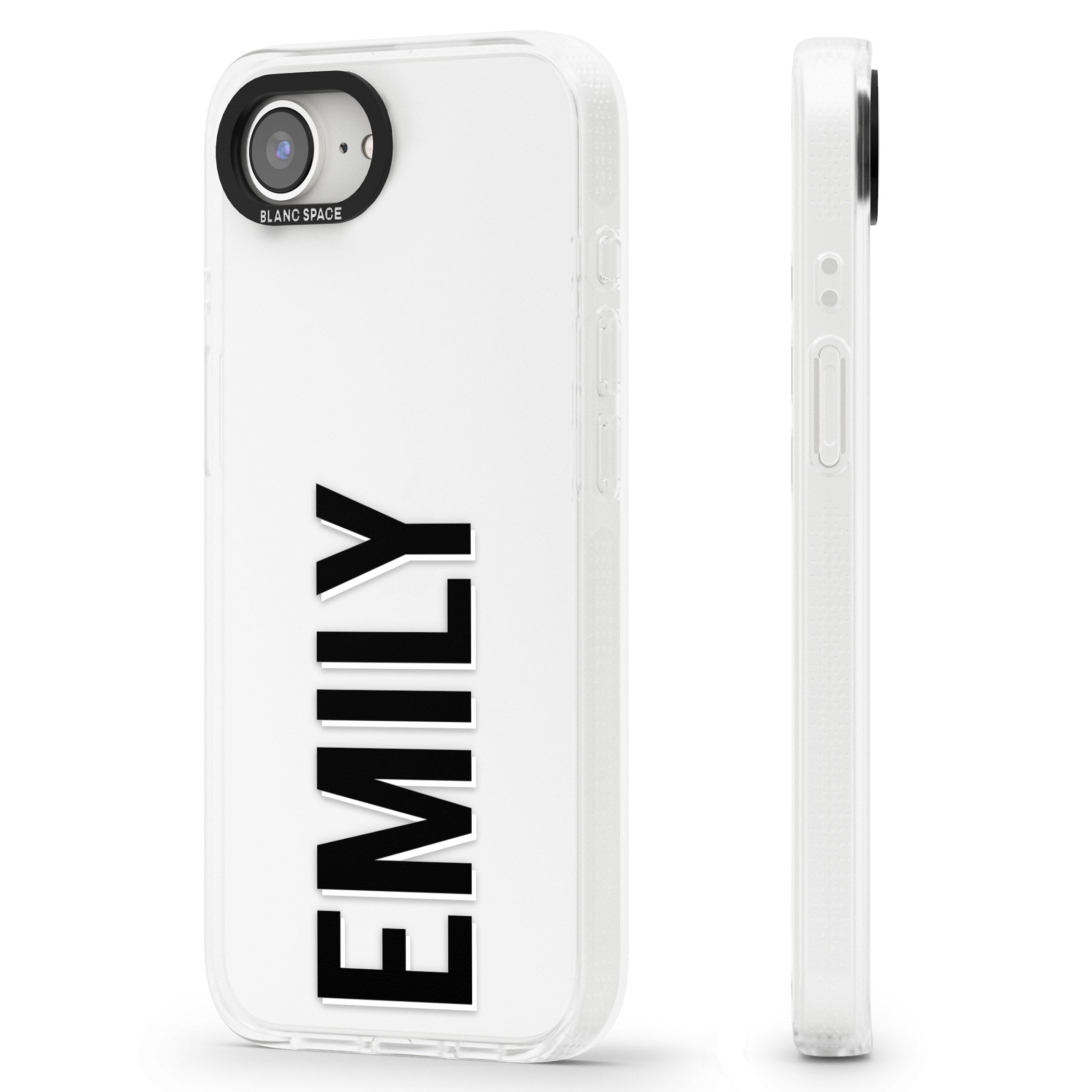 Personalised Clear Text 3A iPhone 16e Clear Case Impact Air - Blanc Space