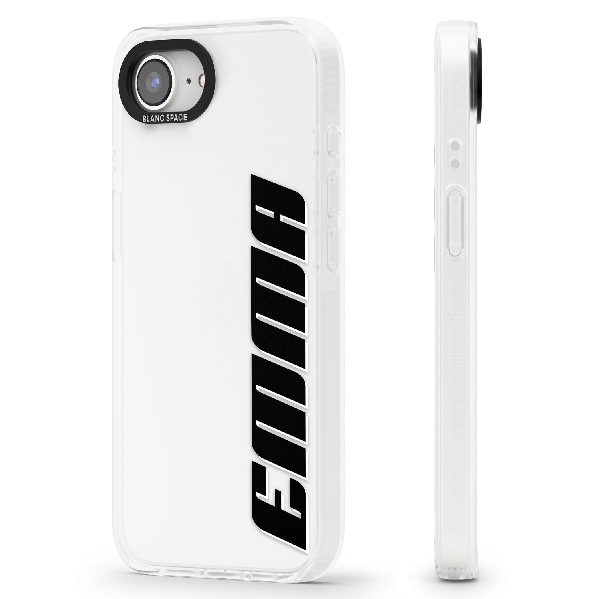 Personalised Clear Text 4A iPhone 16e Clear Case Impact Air - Blanc Space