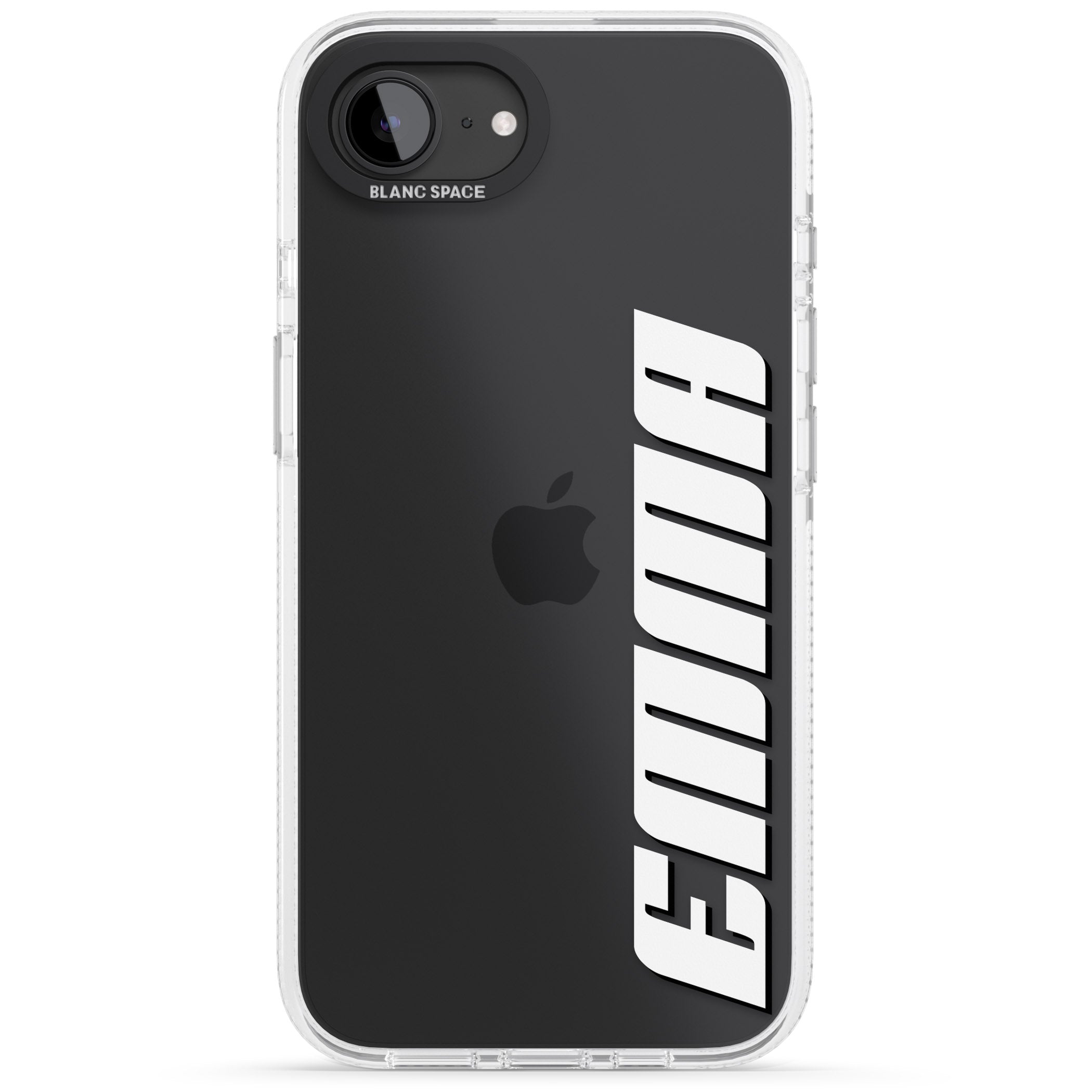 Personalised Clear Text 4B iPhone 16e Clear Case Impact Air - Blanc Space