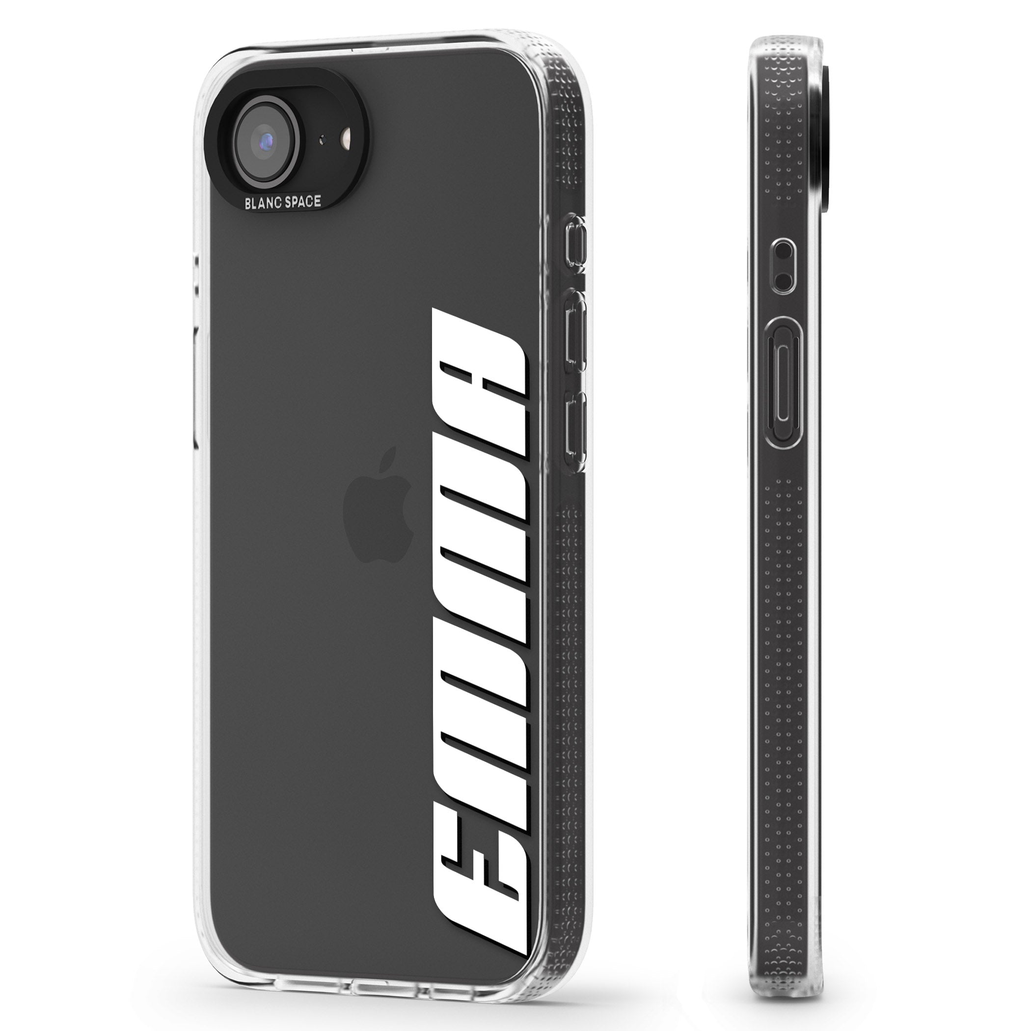 Personalised Clear Text 4B iPhone 16e Clear Case Impact Air - Blanc Space