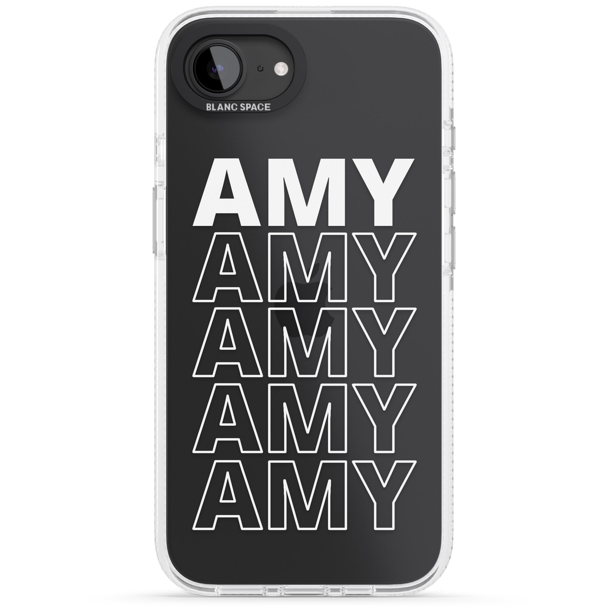 Personalised Clear Text 5C iPhone 16e Clear Case Impact Air - Blanc Space