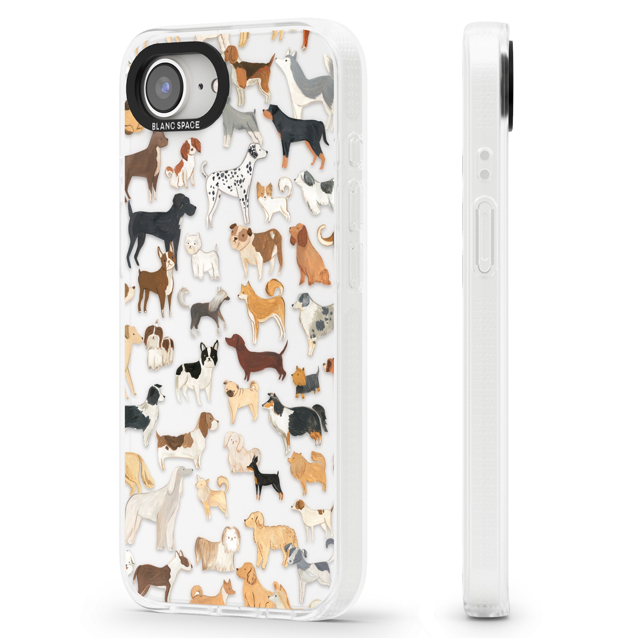 Hand Painted Dogs iPhone 16e Clear Case Impact Air - Blanc Space