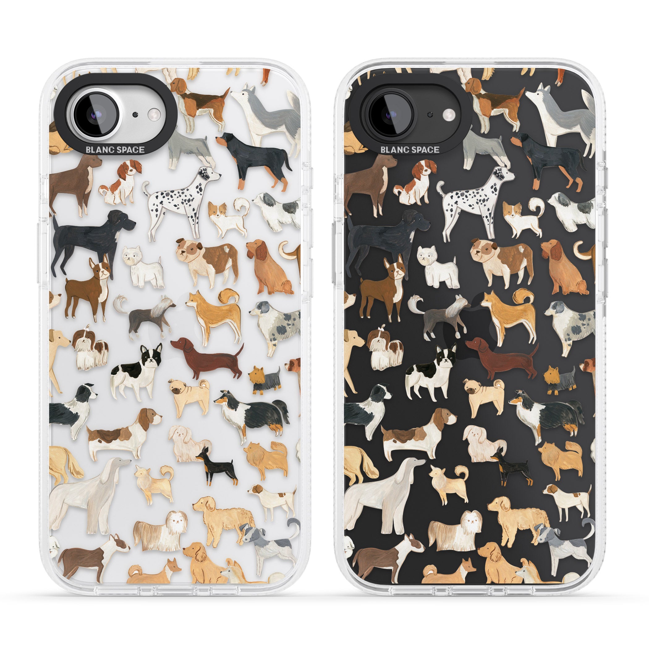 Hand Painted Dogs iPhone 16e Clear Case Impact Air - Blanc Space
