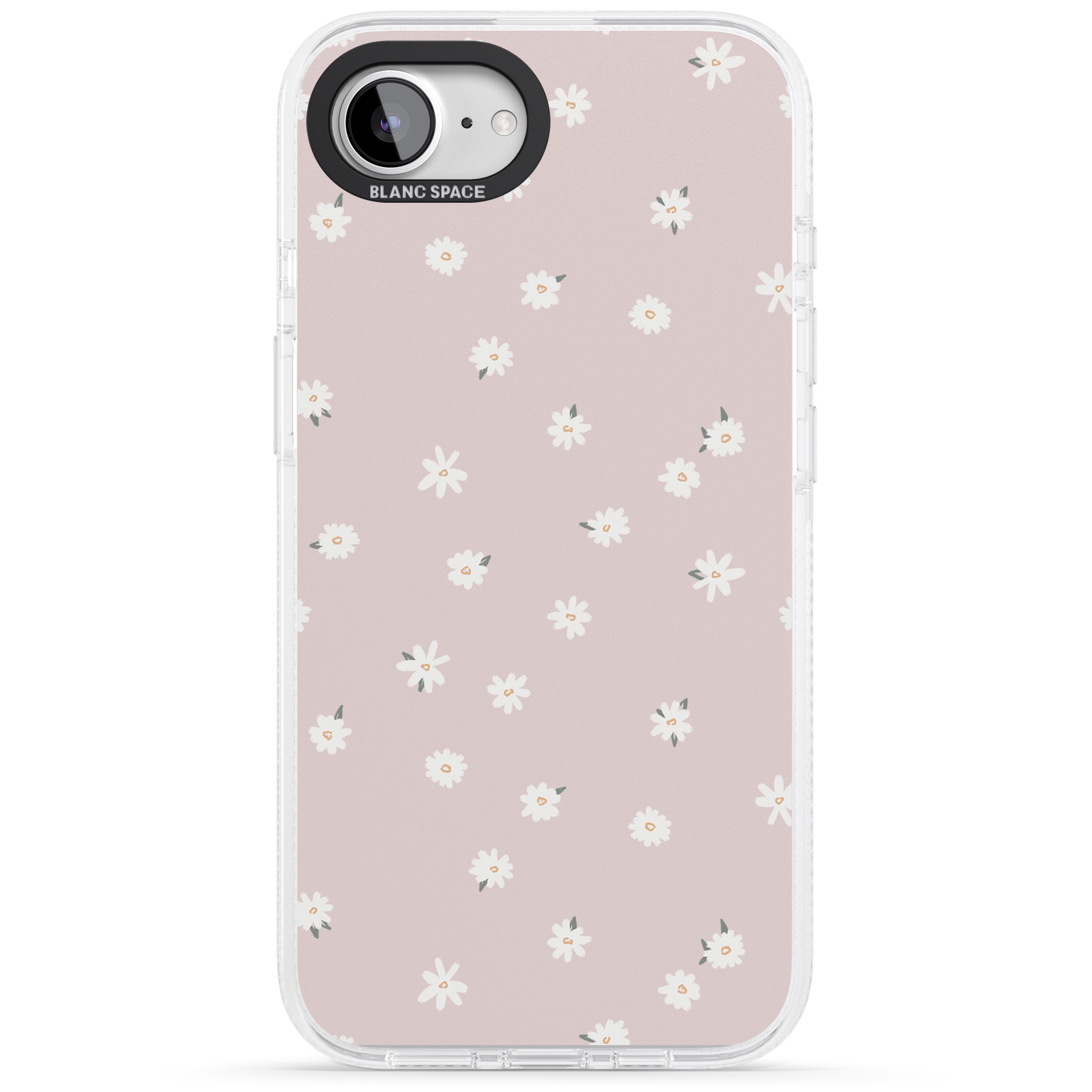 Painted Daises on Pink iPhone 16e Clear Case Impact Air - Blanc Space