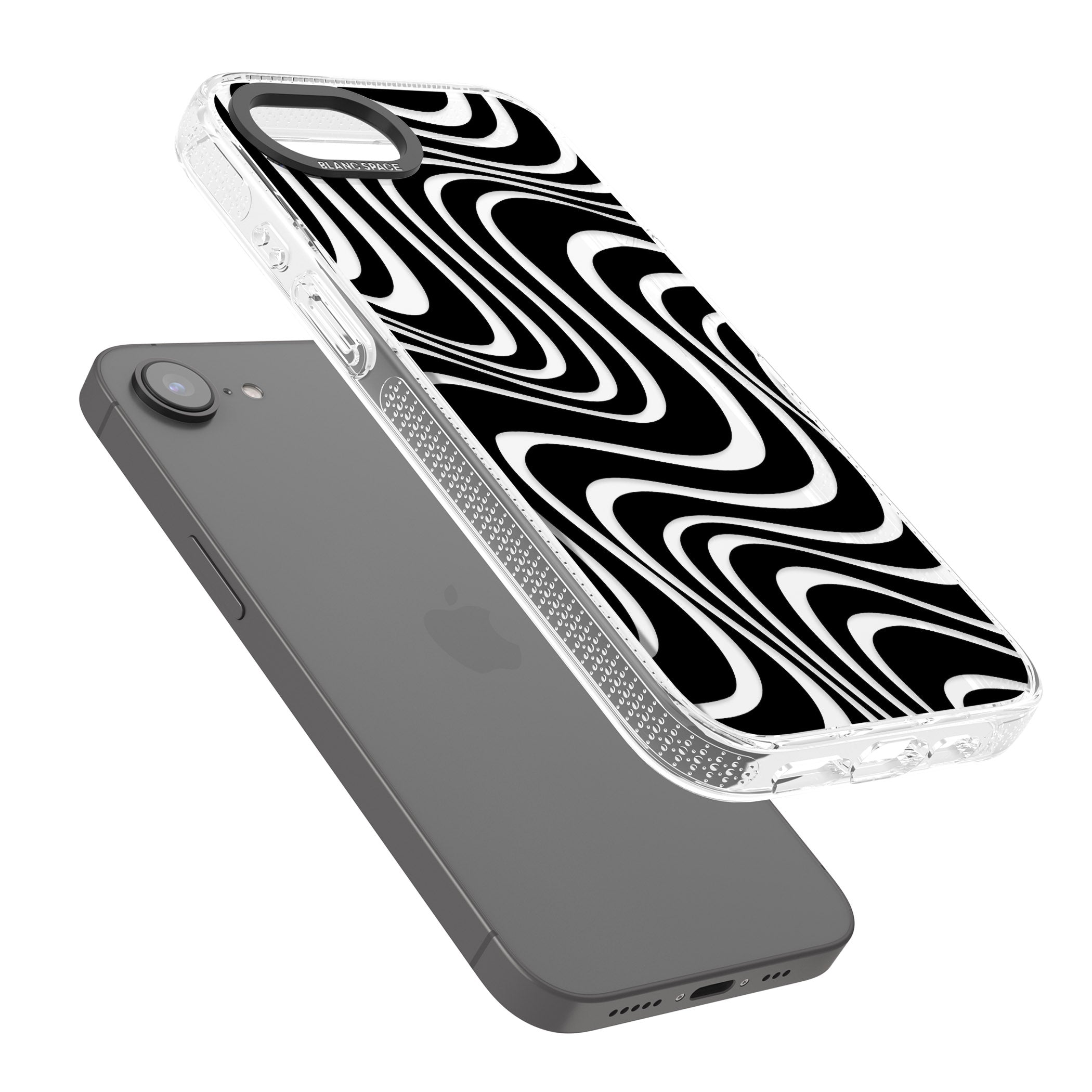 Abstract Waves iPhone 16e Clear Case Impact Air - Blanc Space