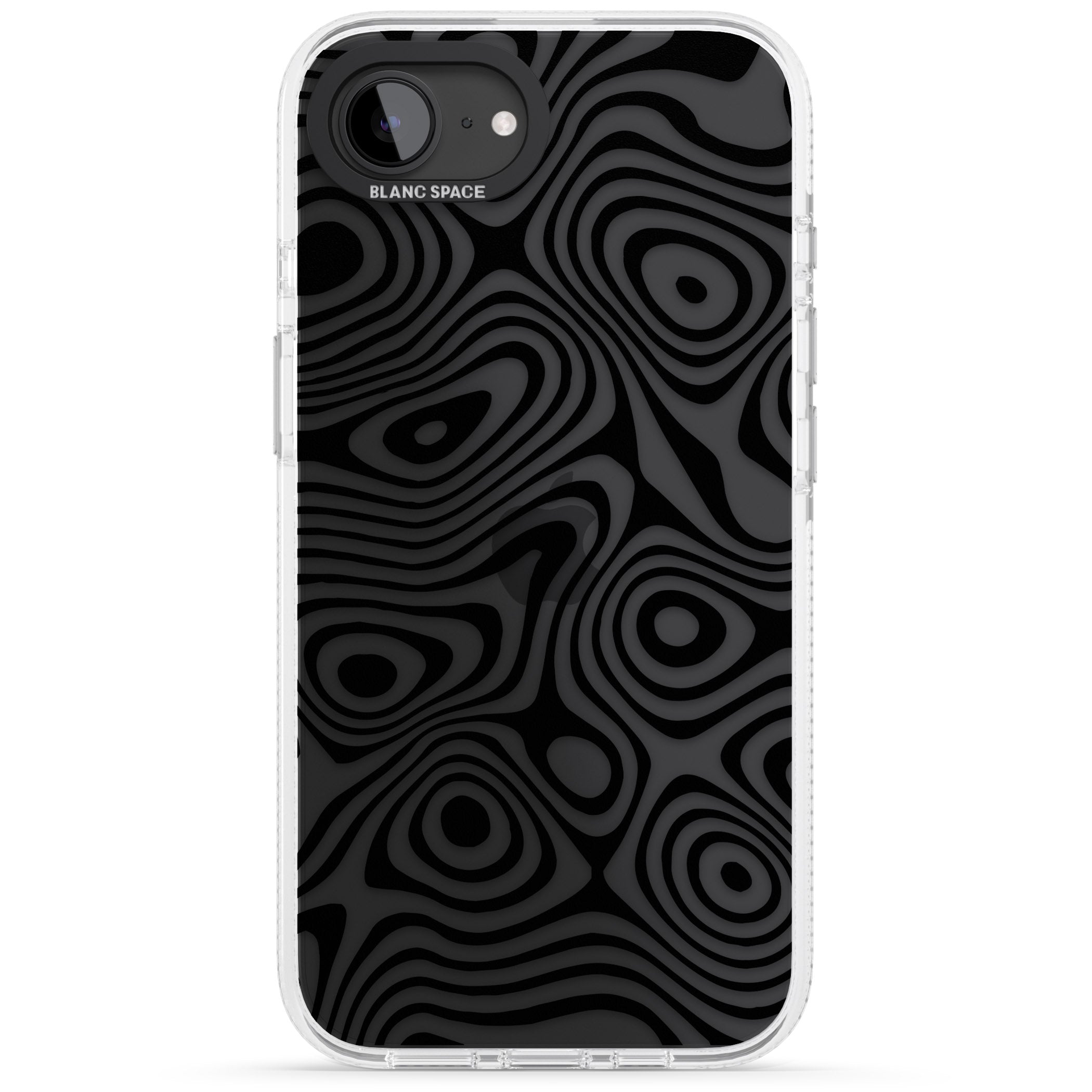 DARK TOPOGRAPHIC MAP iPhone 16e Clear Case Impact Air - Blanc Space