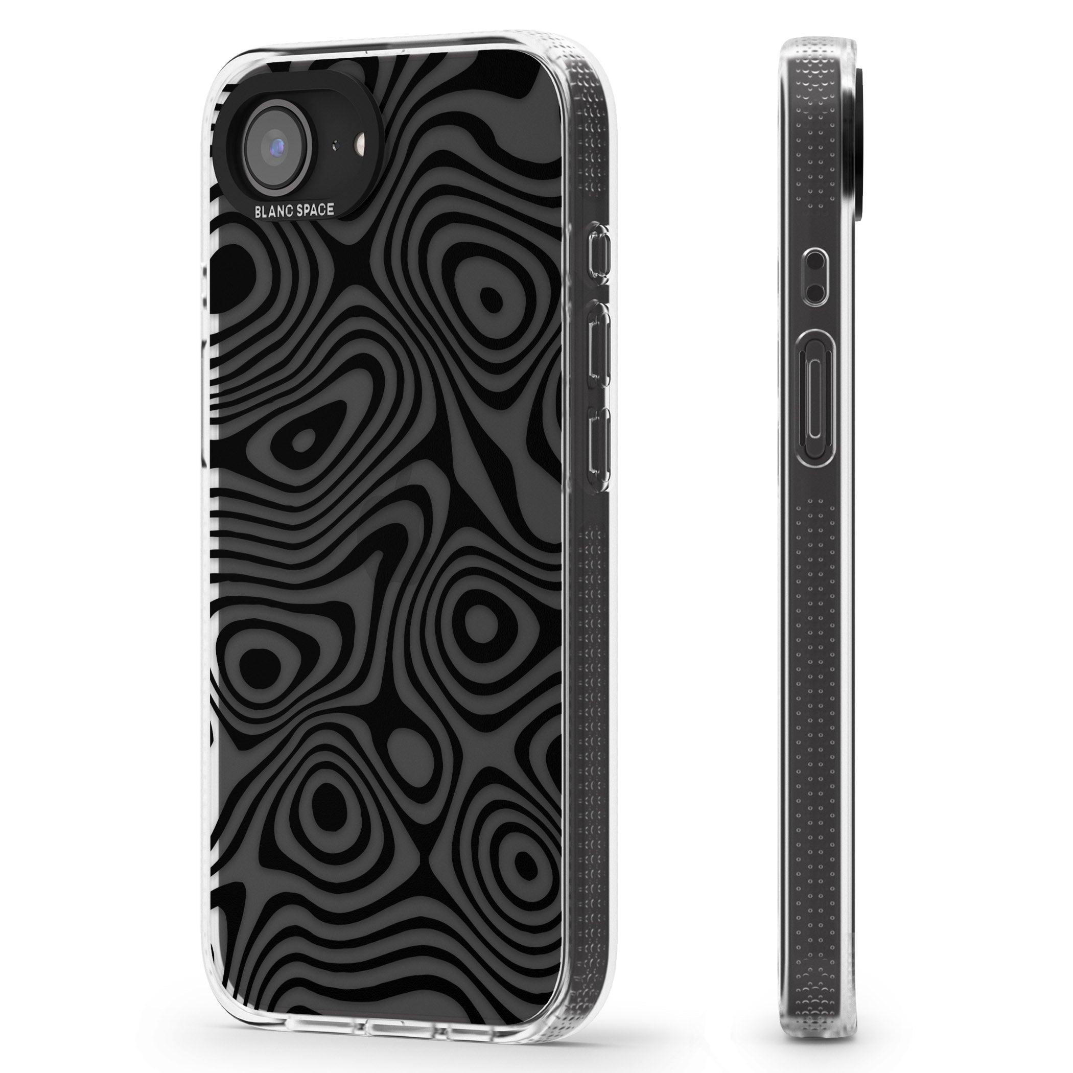 DARK TOPOGRAPHIC MAP iPhone 16e Clear Case Impact Air - Blanc Space