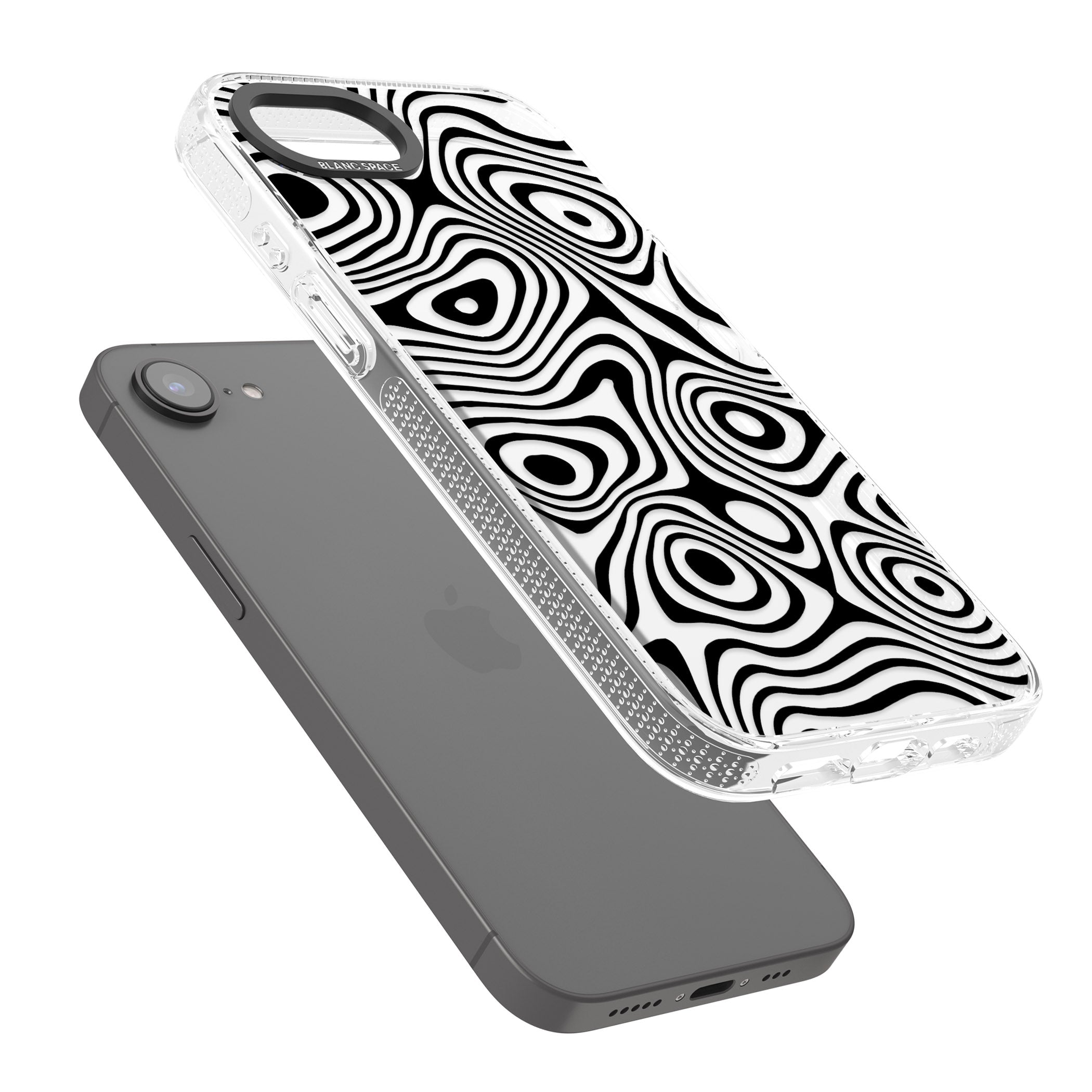DARK TOPOGRAPHIC MAP iPhone 16e Clear Case Impact Air - Blanc Space