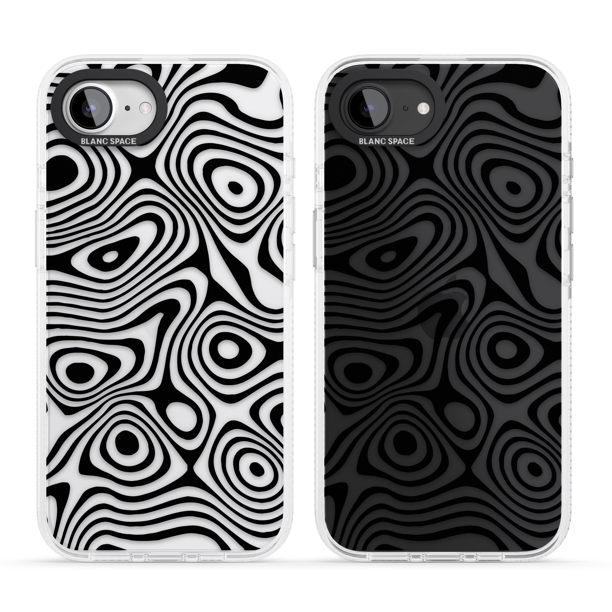 DARK TOPOGRAPHIC MAP iPhone 16e Clear Case Impact Air - Blanc Space