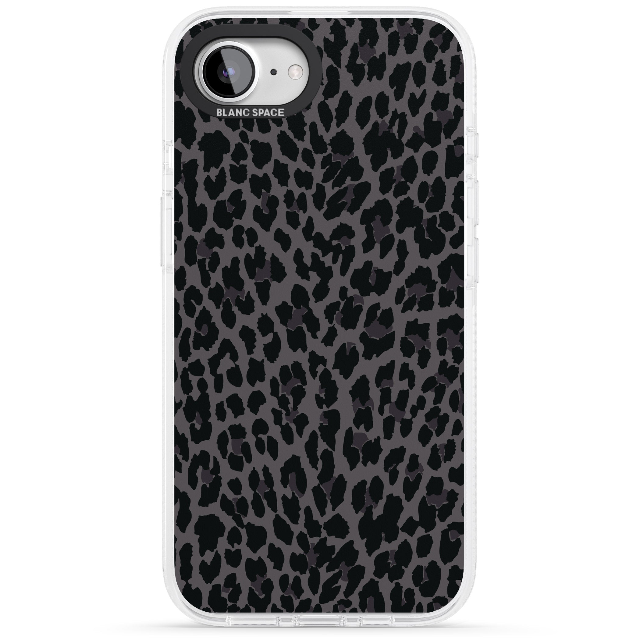 Dark Animal Print Pattern Small Leopard iPhone 16e Clear Case Impact Air - Blanc Space