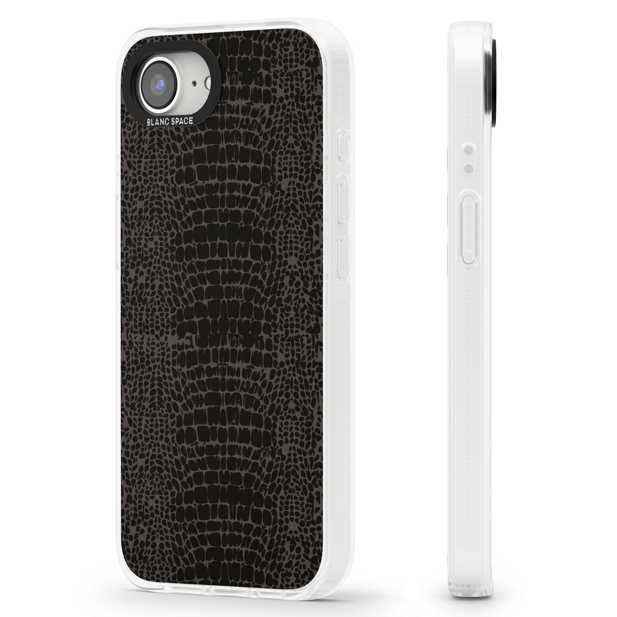 Dark Animal Print Pattern Snake Skin iPhone 16e Clear Case Impact Air - Blanc Space