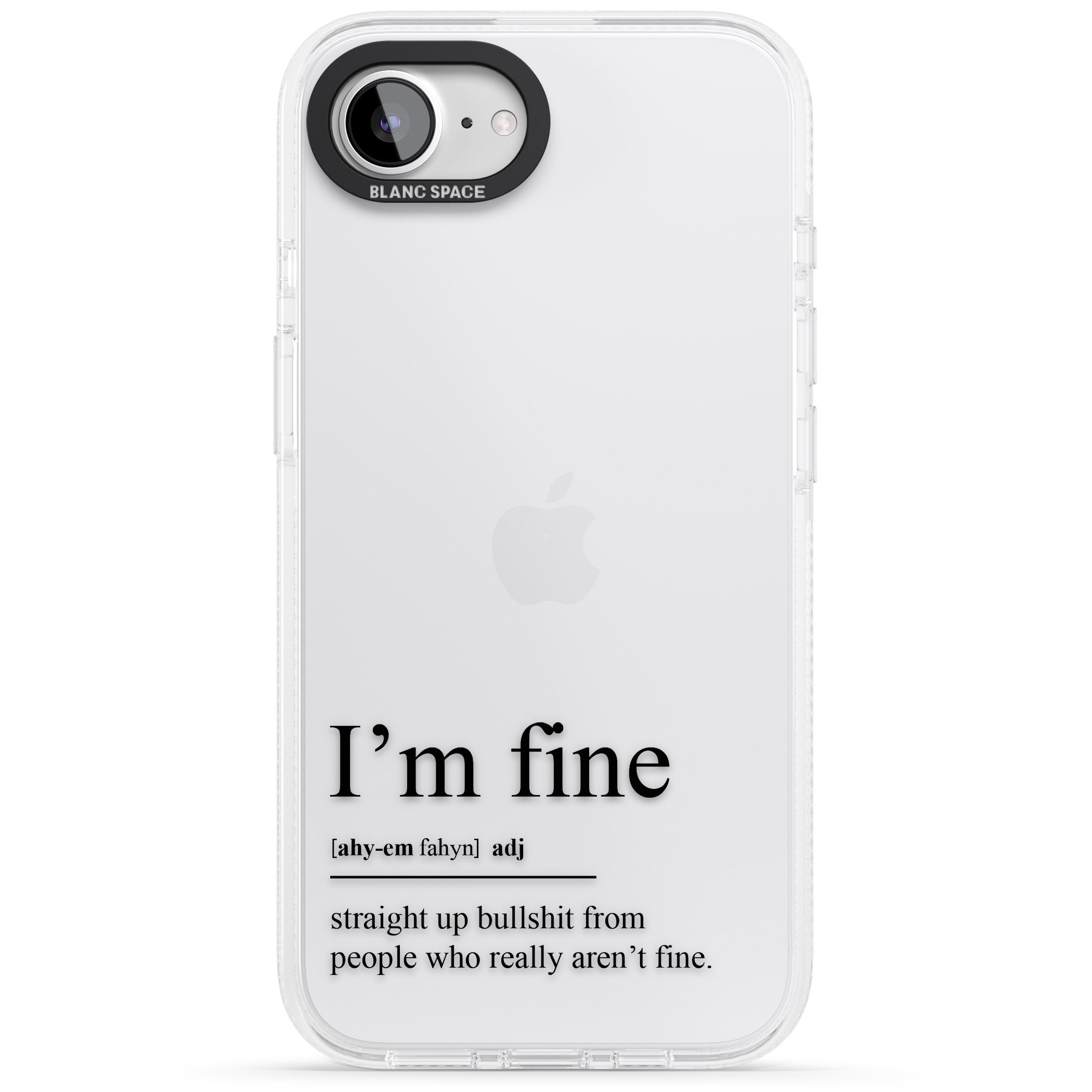 I'm Fine iPhone 16e Clear Case Impact Air - Blanc Space