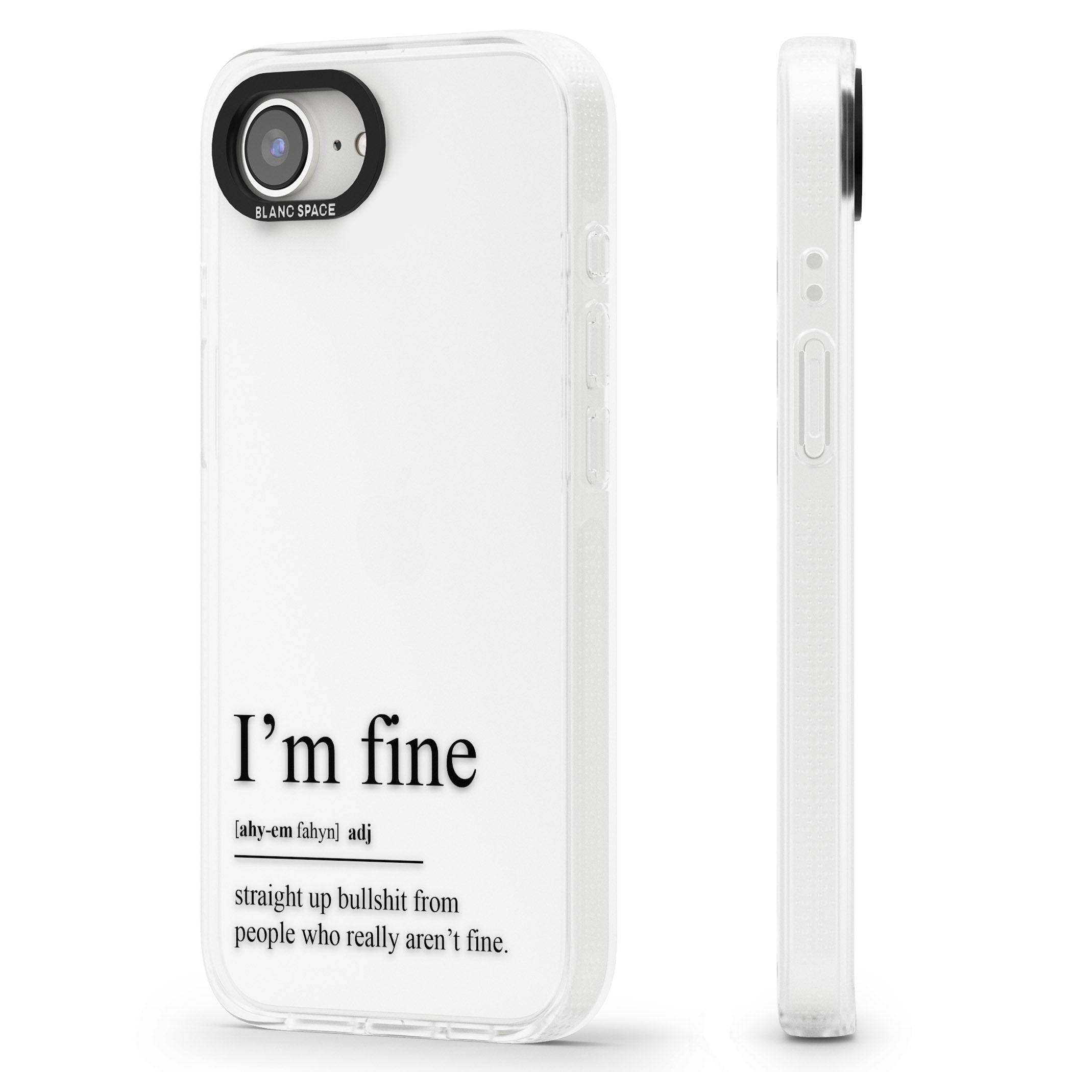 I'm Fine iPhone 16e Clear Case Impact Air - Blanc Space