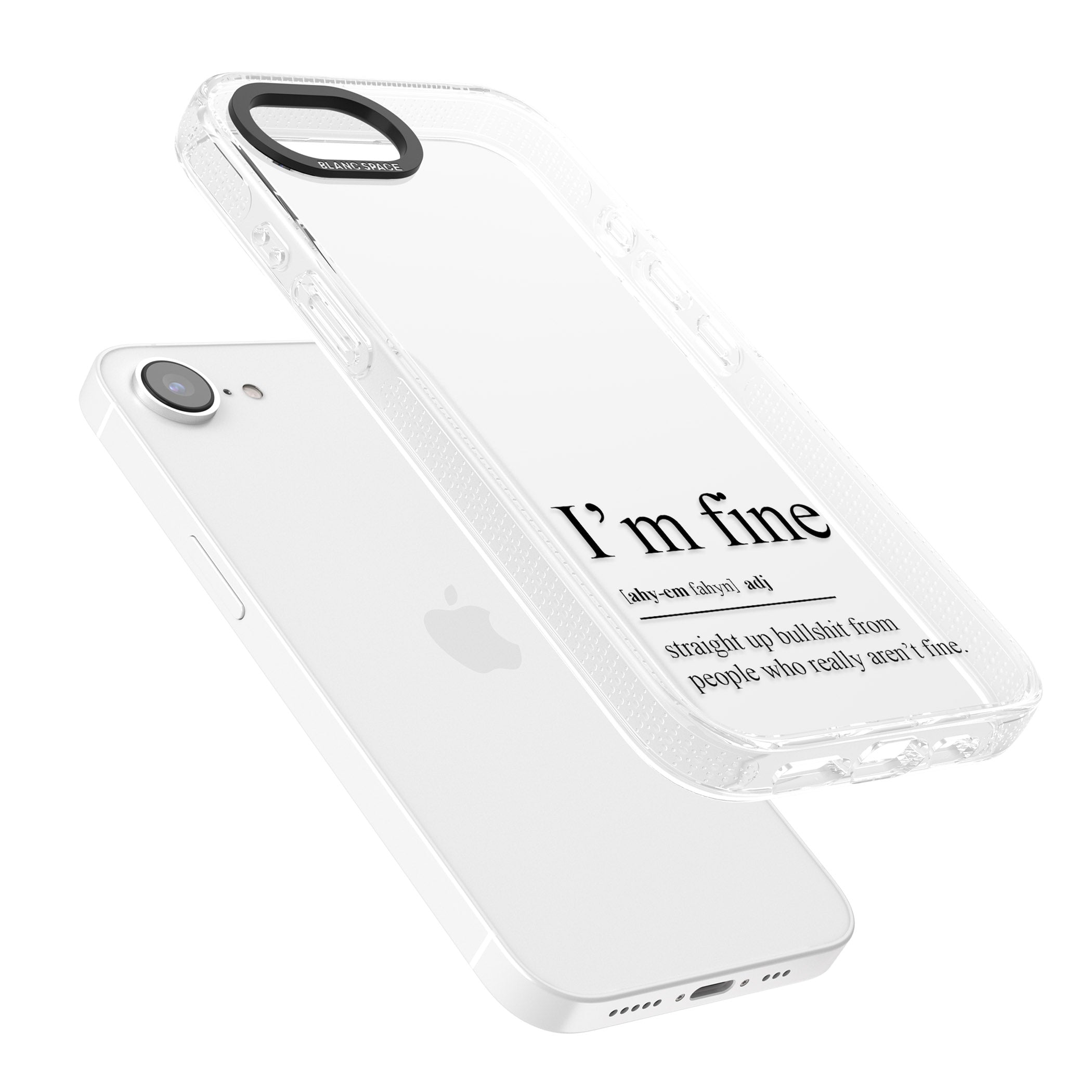 I'm Fine iPhone 16e Clear Case Impact Air - Blanc Space