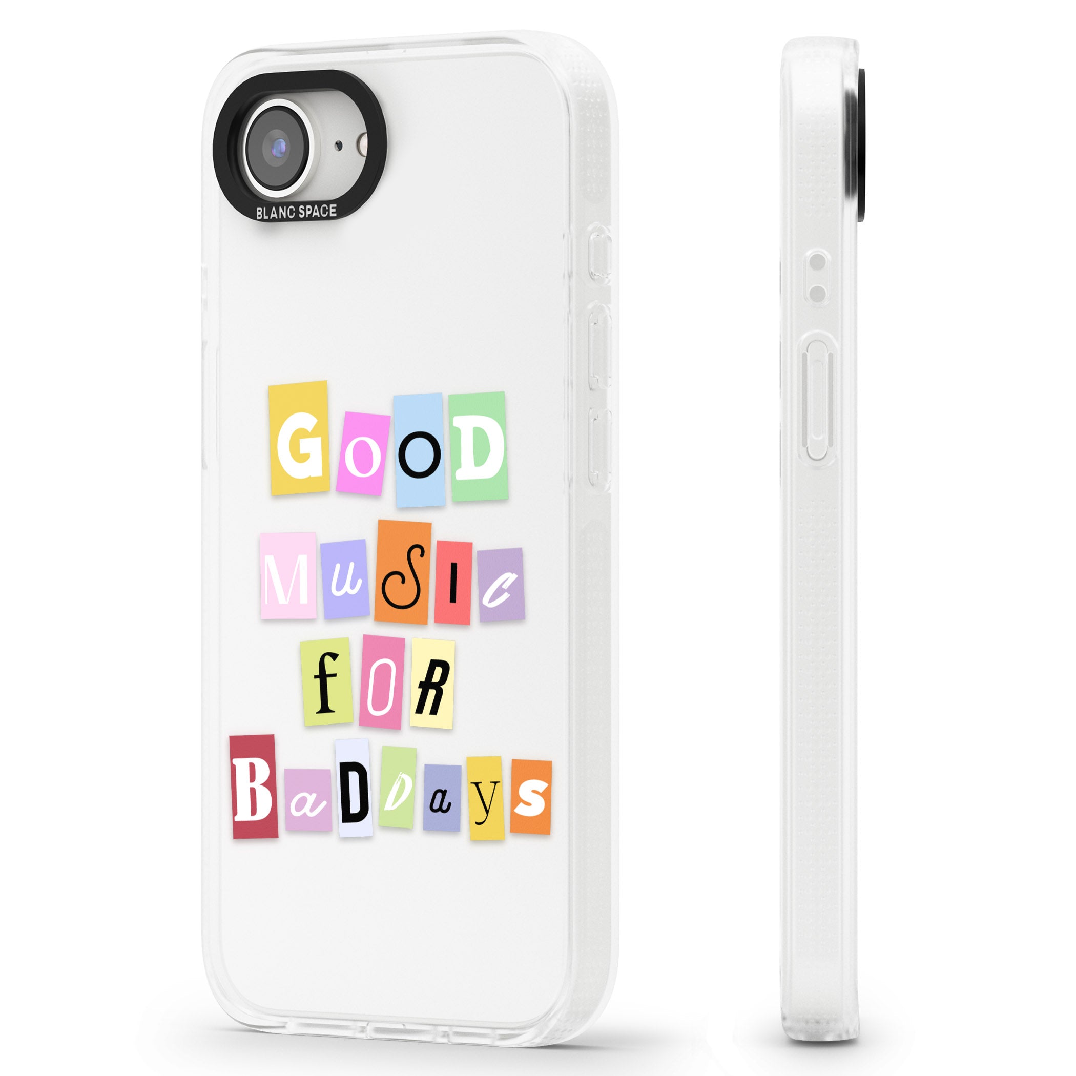 Good Music For Bad Days iPhone 16e Clear Case Impact Air - Blanc Space