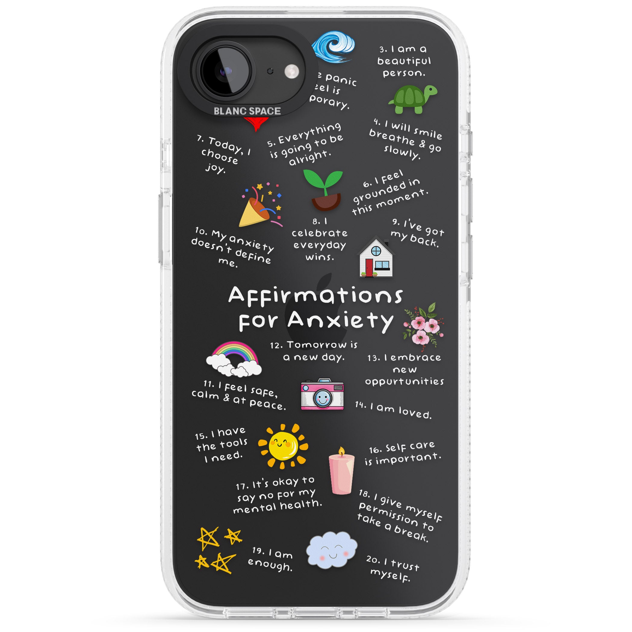 Anxiety White Text iPhone 16e Clear Case Impact Air - Blanc Space