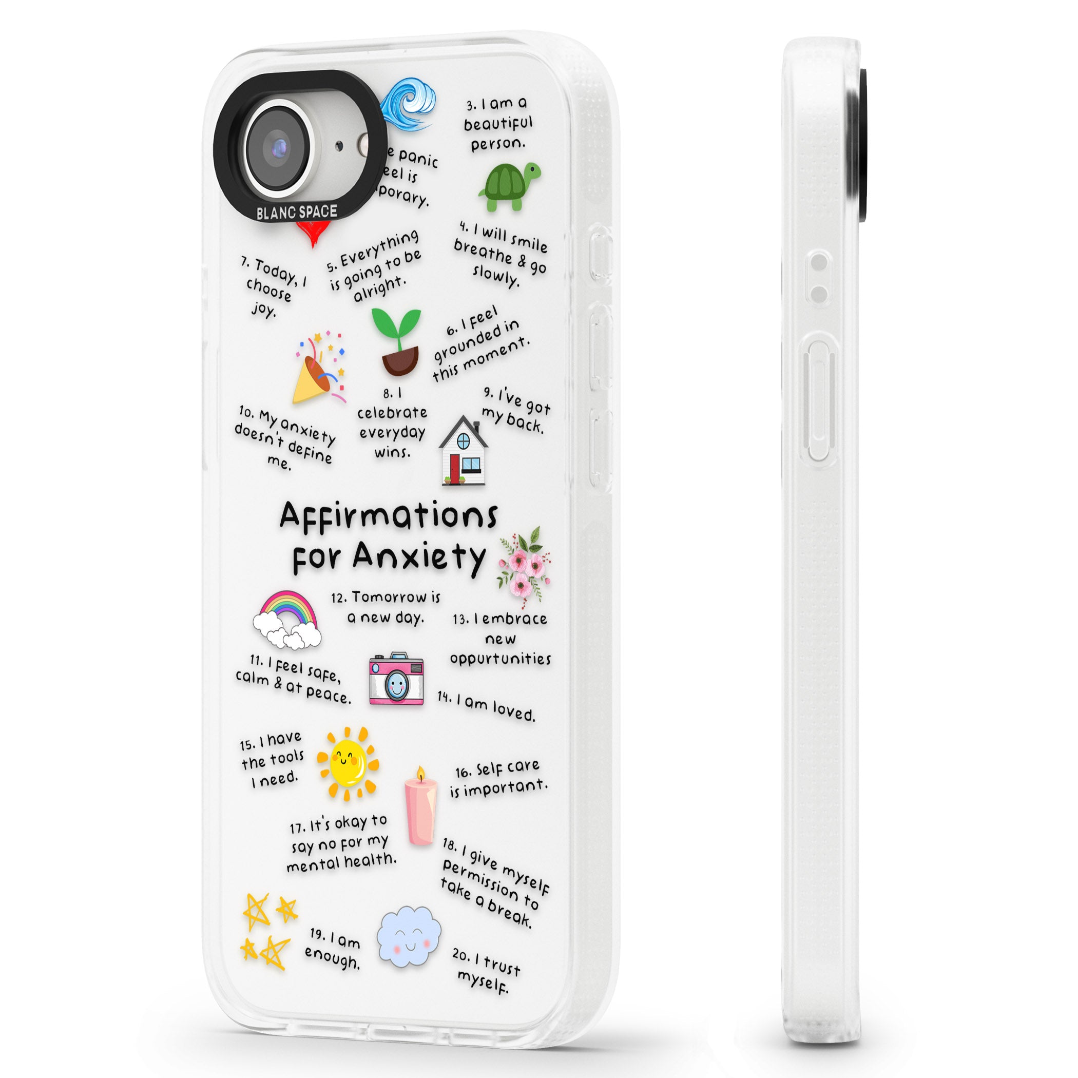 Anxiety Black Text iPhone 16e Clear Case Impact Air - Blanc Space