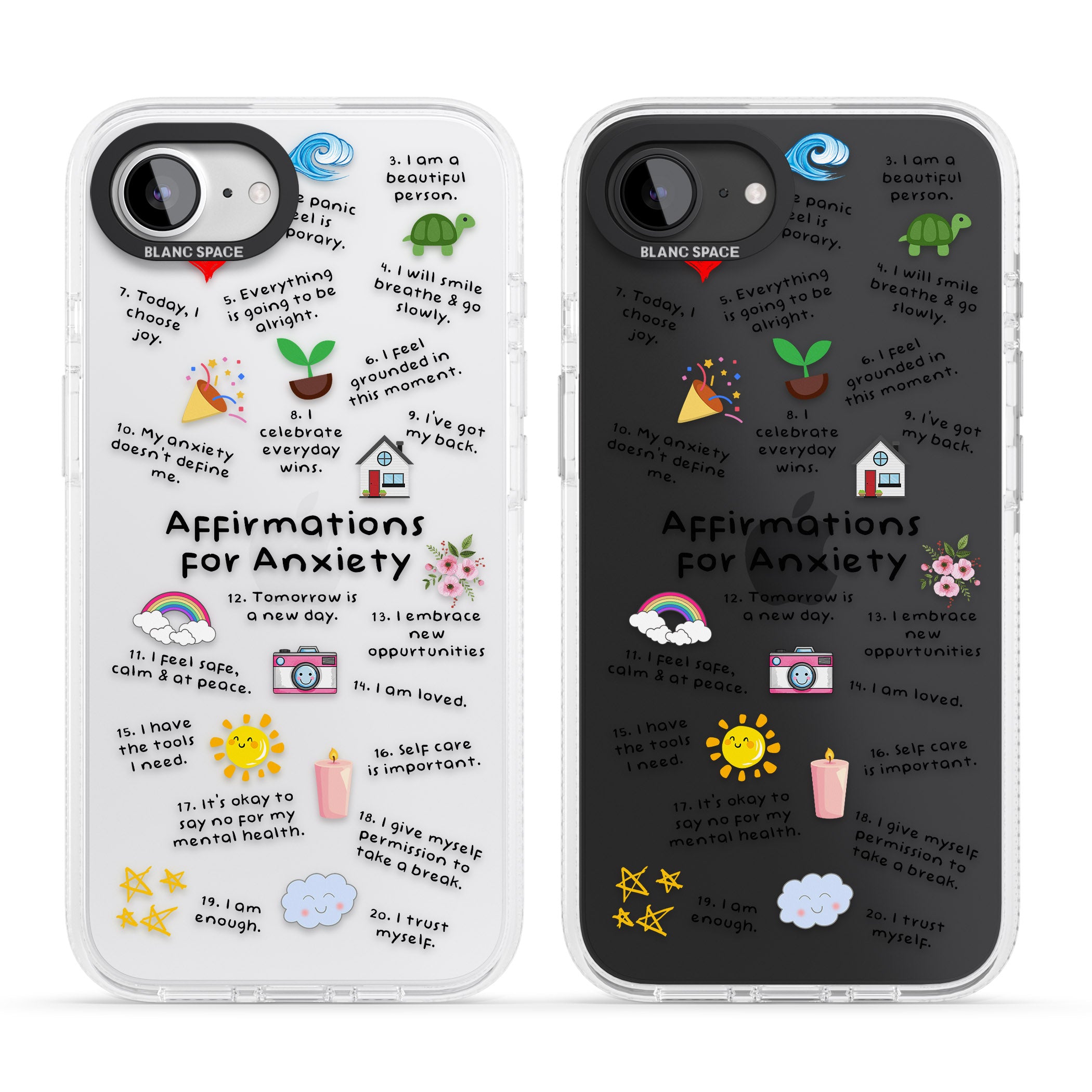 Anxiety Black Text iPhone 16e Clear Case Impact Air - Blanc Space