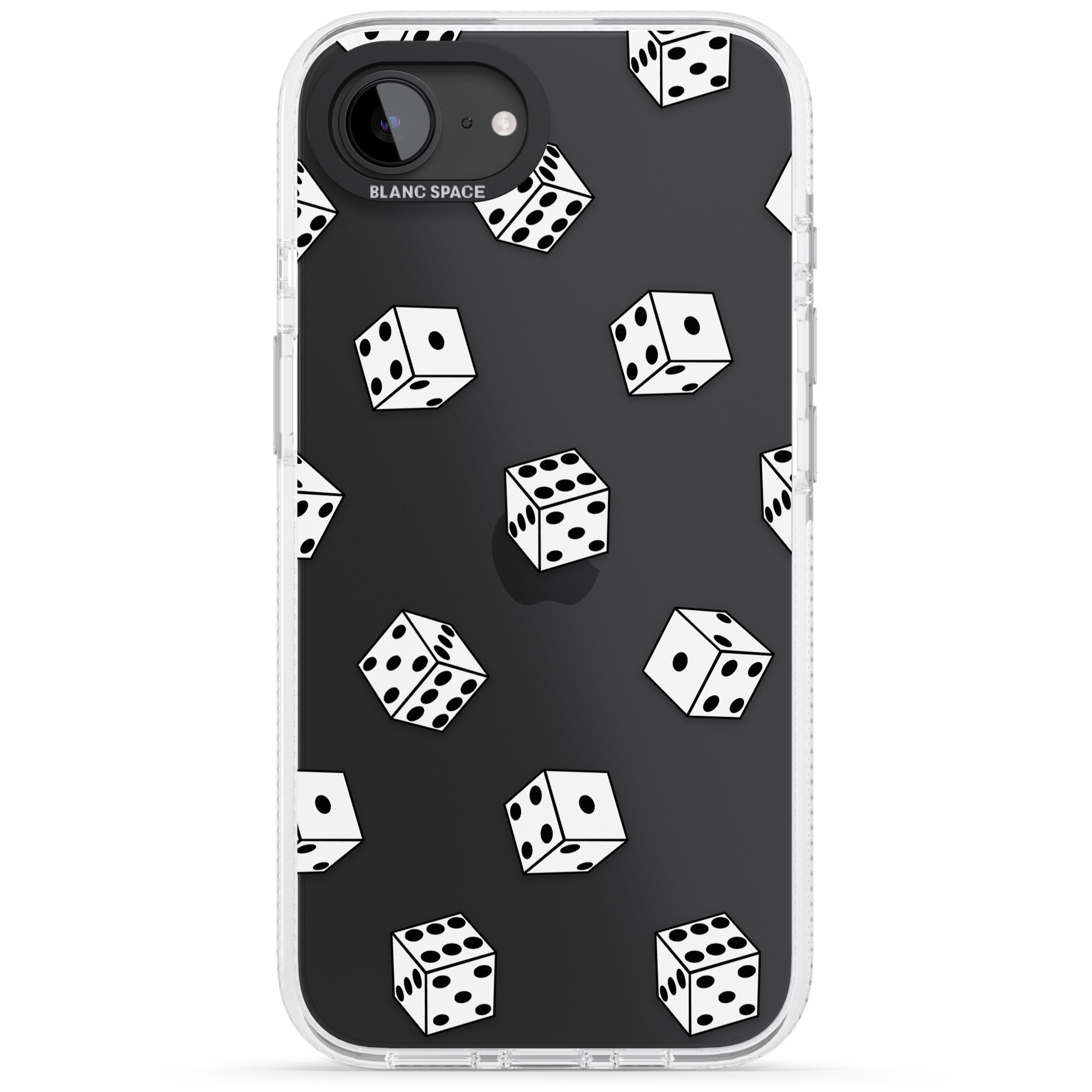 Clear Dice Pattern iPhone 16e Clear Case Impact Air - Blanc Space