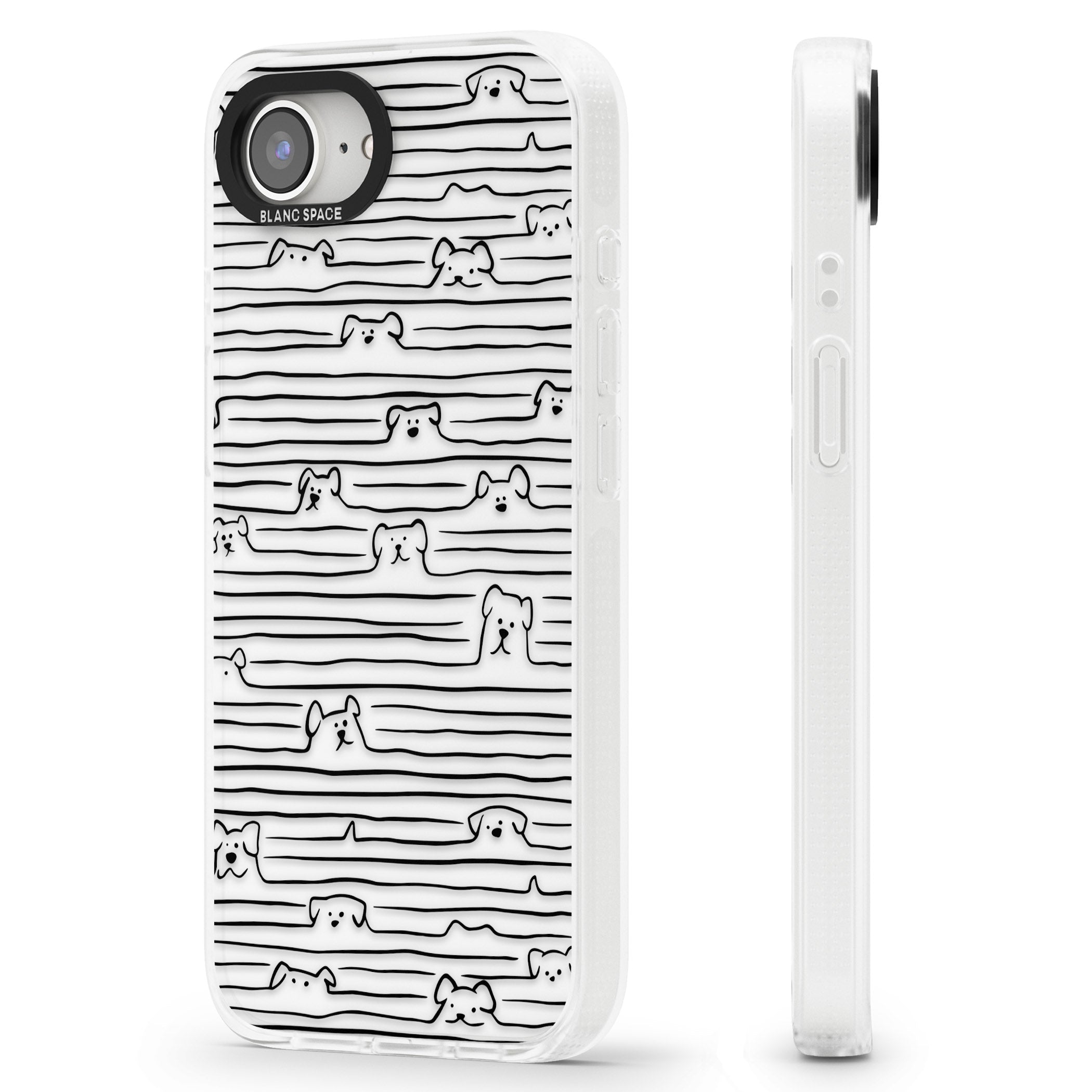 Dog Line Art - Black iPhone 16e Clear Case Impact Air - Blanc Space