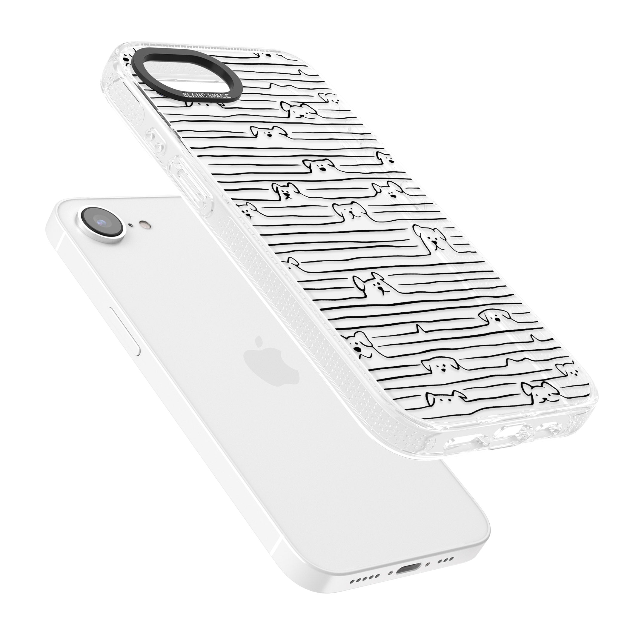 Dog Line Art - Black iPhone 16e Clear Case Impact Air - Blanc Space