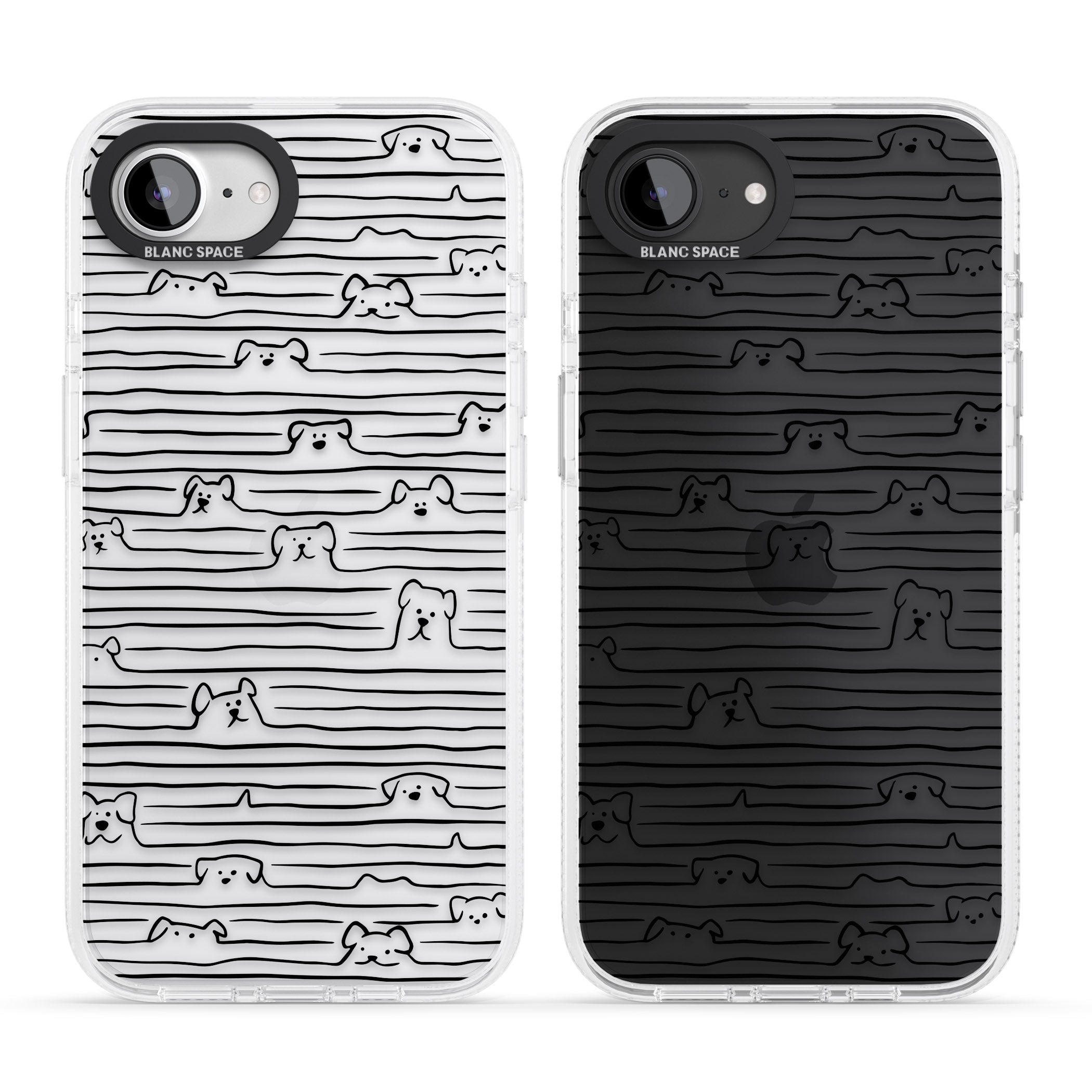 Dog Line Art - Black iPhone 16e Clear Case Impact Air - Blanc Space